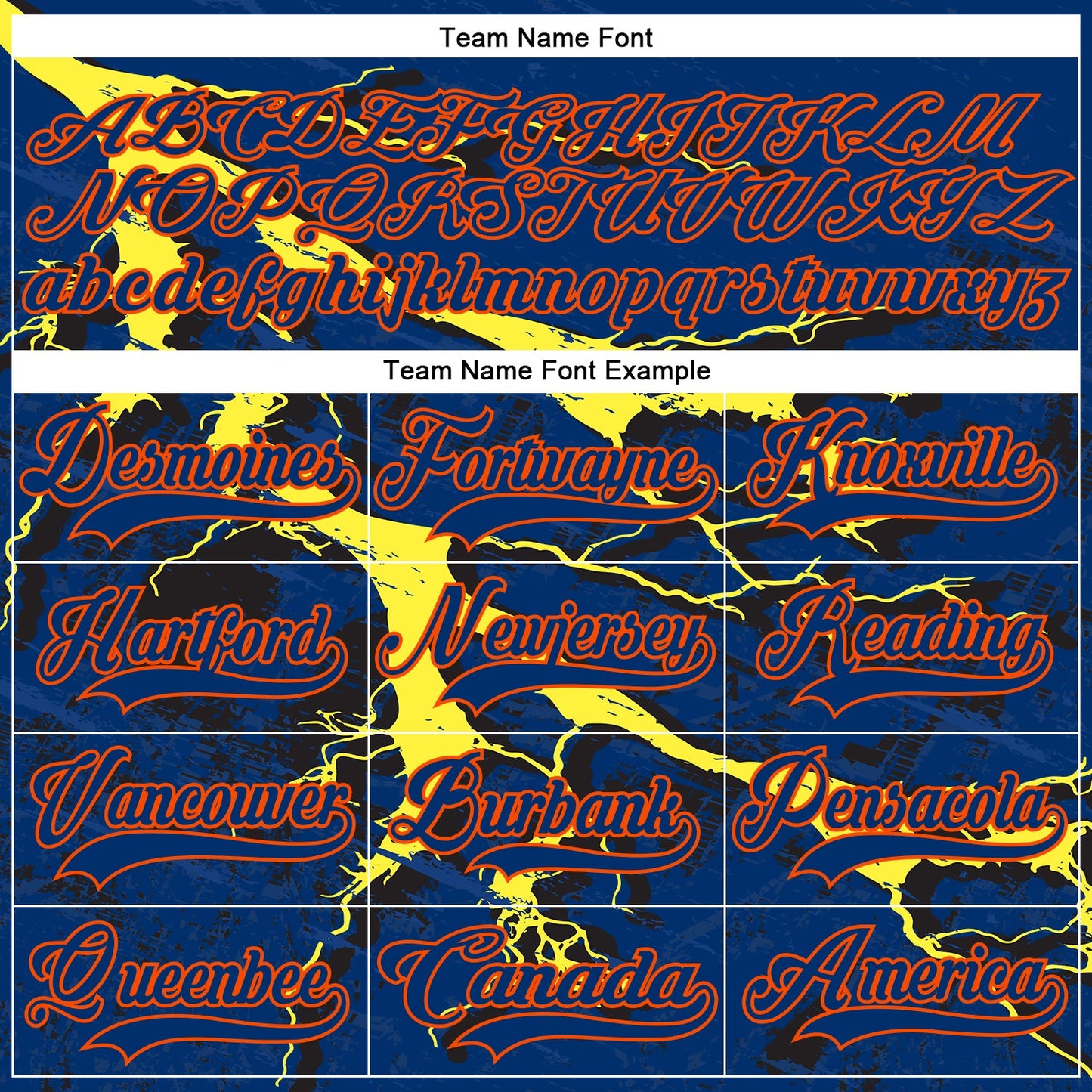 Custom US Navy Blue Yellow Black-Orange Lightning Hockey Lace Neck Jersey view 6