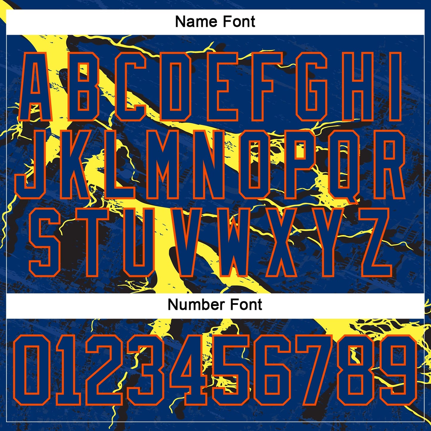 Custom US Navy Blue Yellow Black-Orange Lightning Hockey Lace Neck Jersey view 7