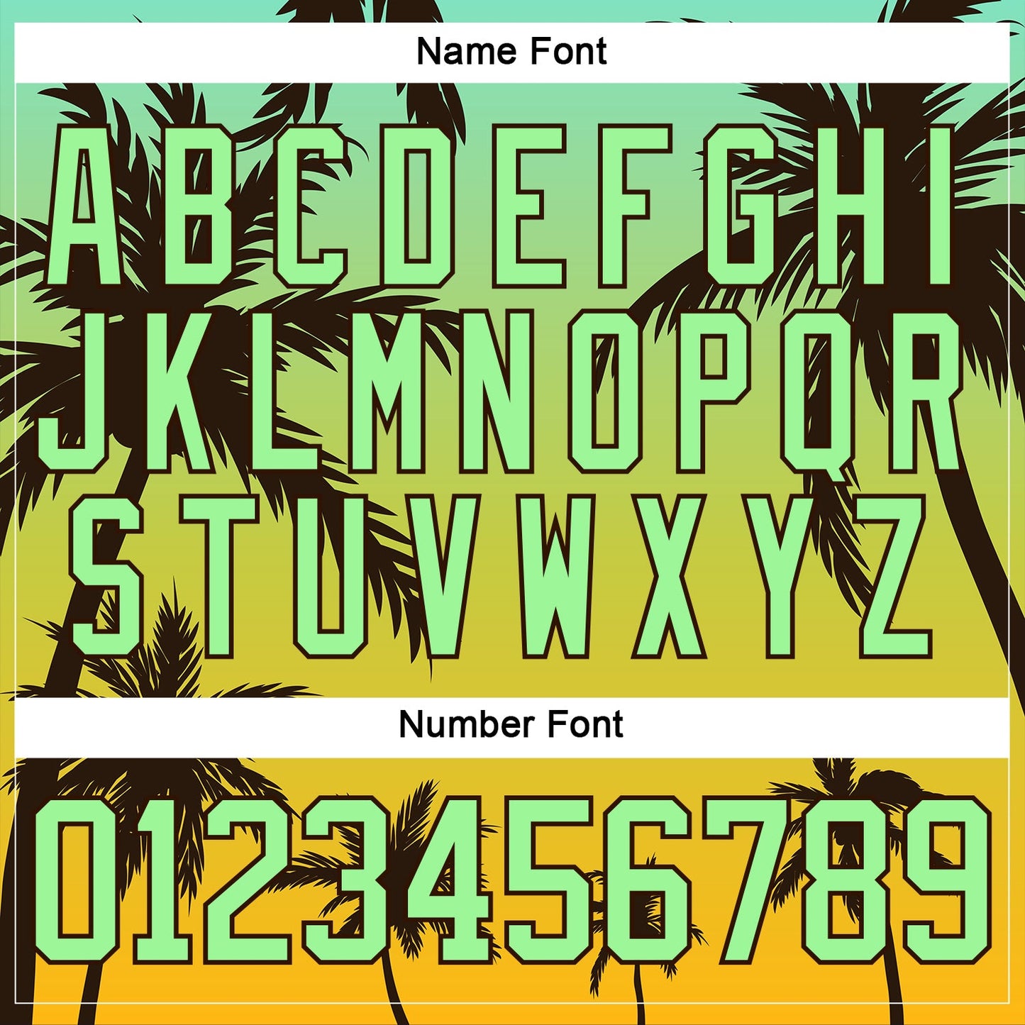 Custom Yellow Pea Green-Brown Gradient Hawaii Tropical Palm Trees Hockey Lace Neck Jersey view 5
