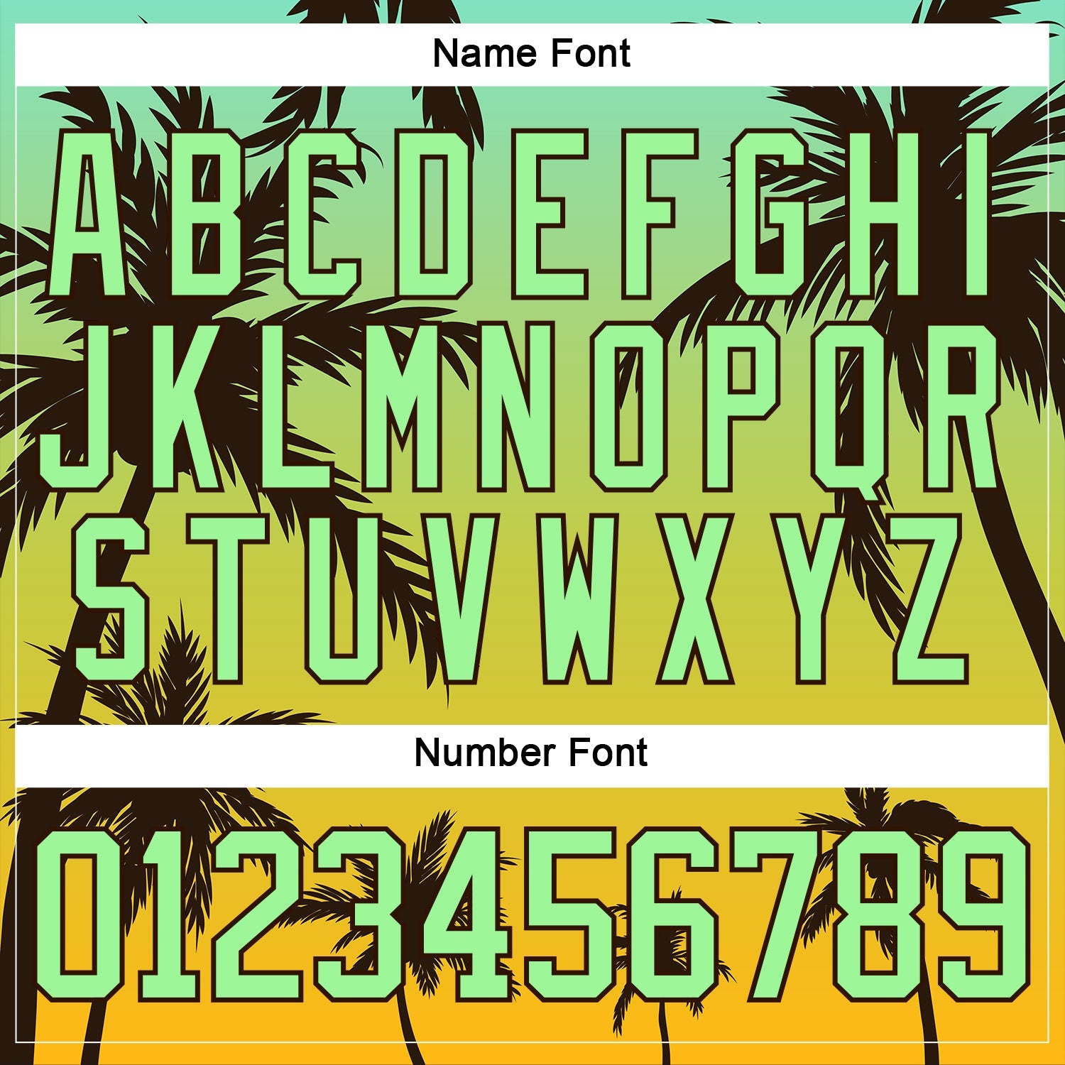Custom Yellow Pea Green-Brown Gradient Hawaii Tropical Palm Trees Hockey Lace Neck Jersey view 5