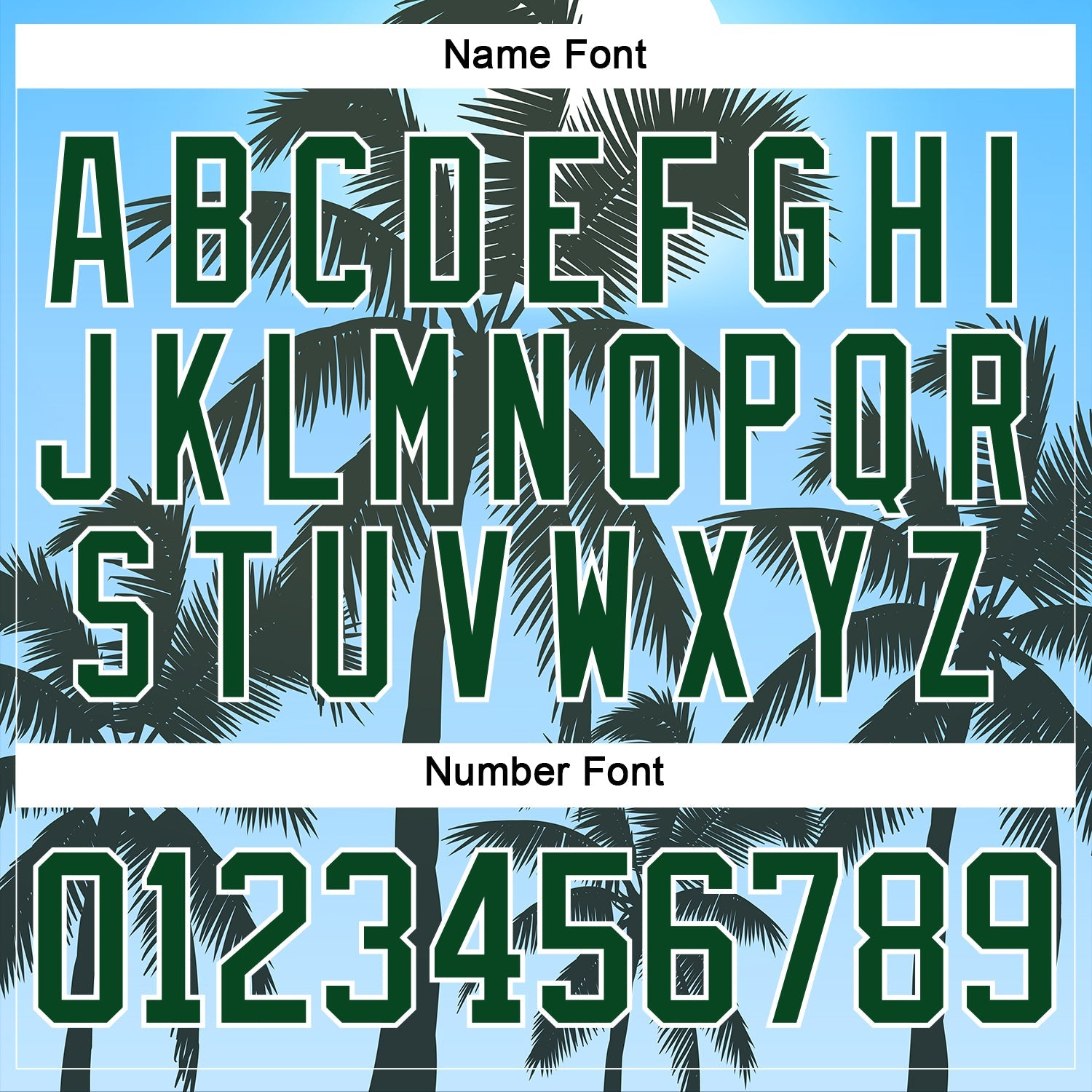 Custom Blue Green-White Gradient Hawaii Tropical Palm Trees Hockey Lace Neck Jersey view 5