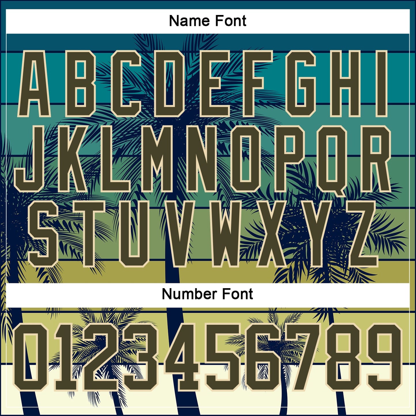 Custom Cream Olive-Blue Gradient Hawaii Tropical Palm Trees Hockey Lace Neck Jersey view 5