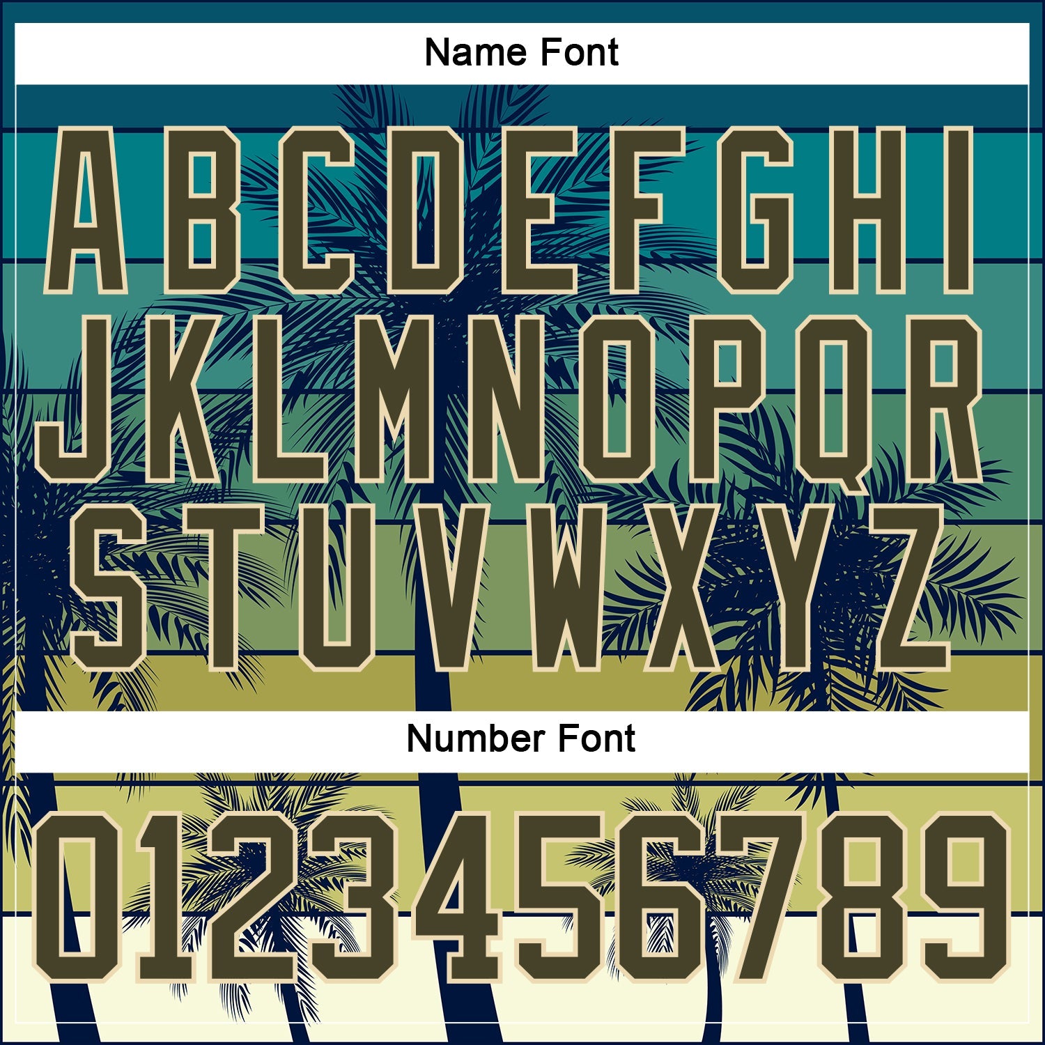 Custom Cream Olive-Blue Gradient Hawaii Tropical Palm Trees Hockey Lace Neck Jersey view 5