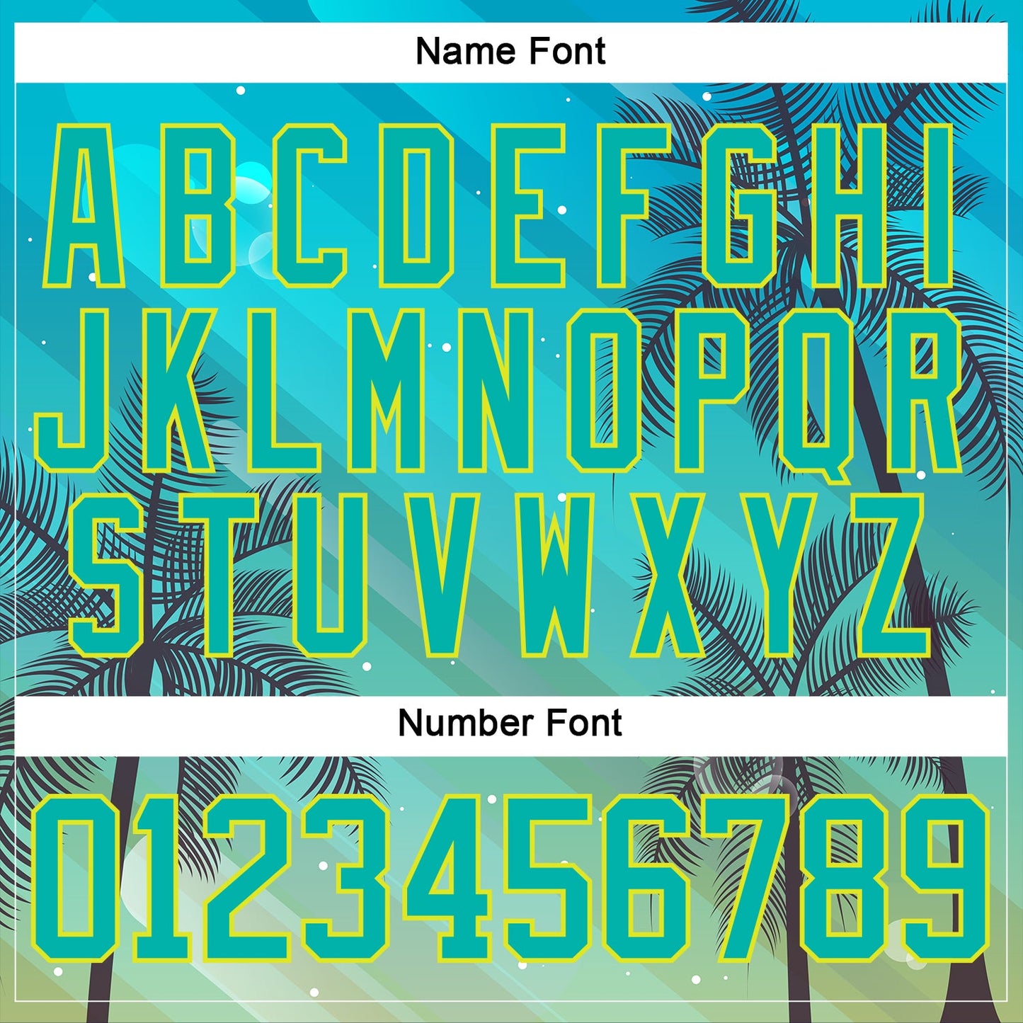 Custom Aqua Neon Yellow-Pea Green Gradient Hawaii Tropical Palm Trees Hockey Lace Neck Jersey view 5