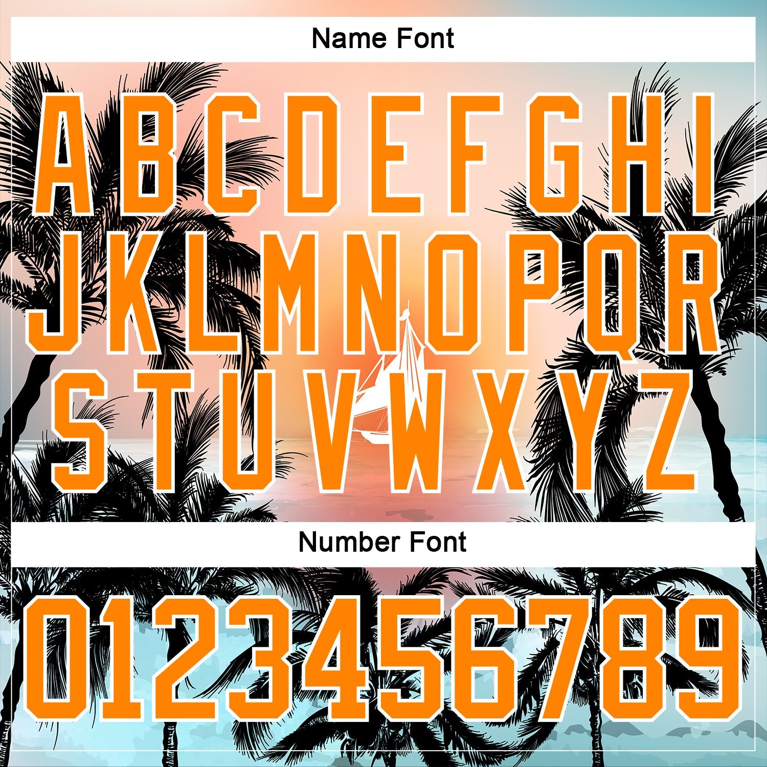 Custom Bay Orange Blue Gold-White Gradient Hawaii Tropical Palm Trees Hockey Lace Neck Jersey view 5