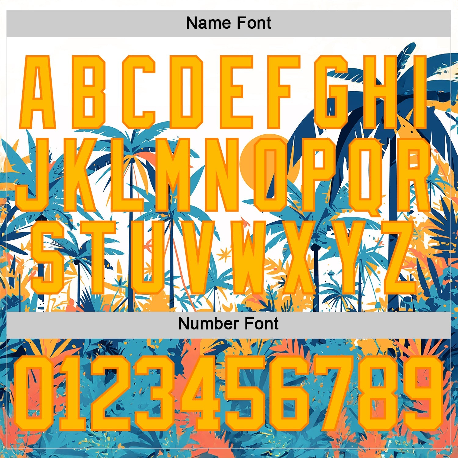 Custom Shadow Blue Gold Bay Orange-White Hawaii Tropical Palm Trees Hockey Lace Neck Jersey view 5
