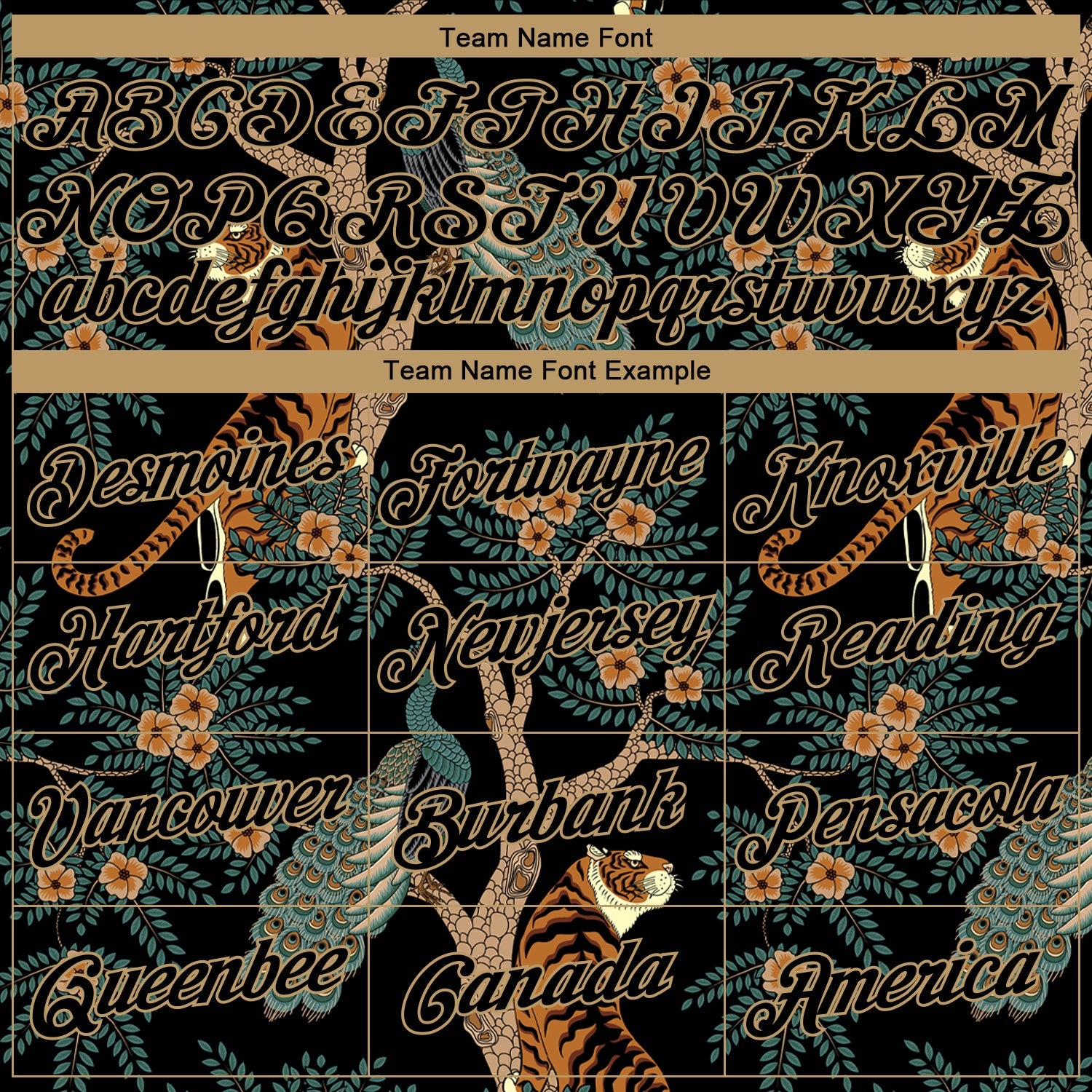 Custom Black Black-Old Gold 3D Pattern Design Tiger And Peacock Authentic Basketball Jersey view 3