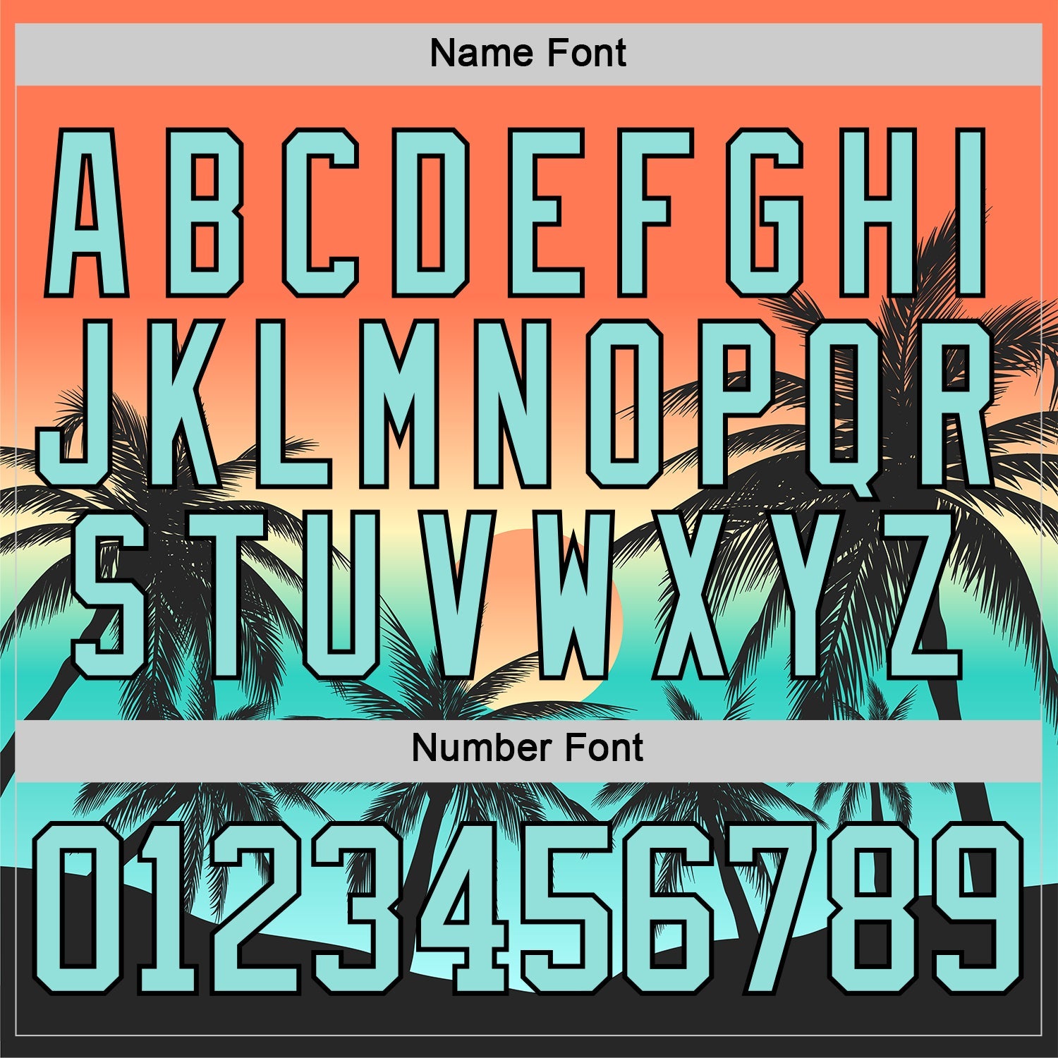 Custom Black Ice Blue-Orange Gradient Hawaii Tropical Palm Trees Hockey Lace Neck Jersey view 5
