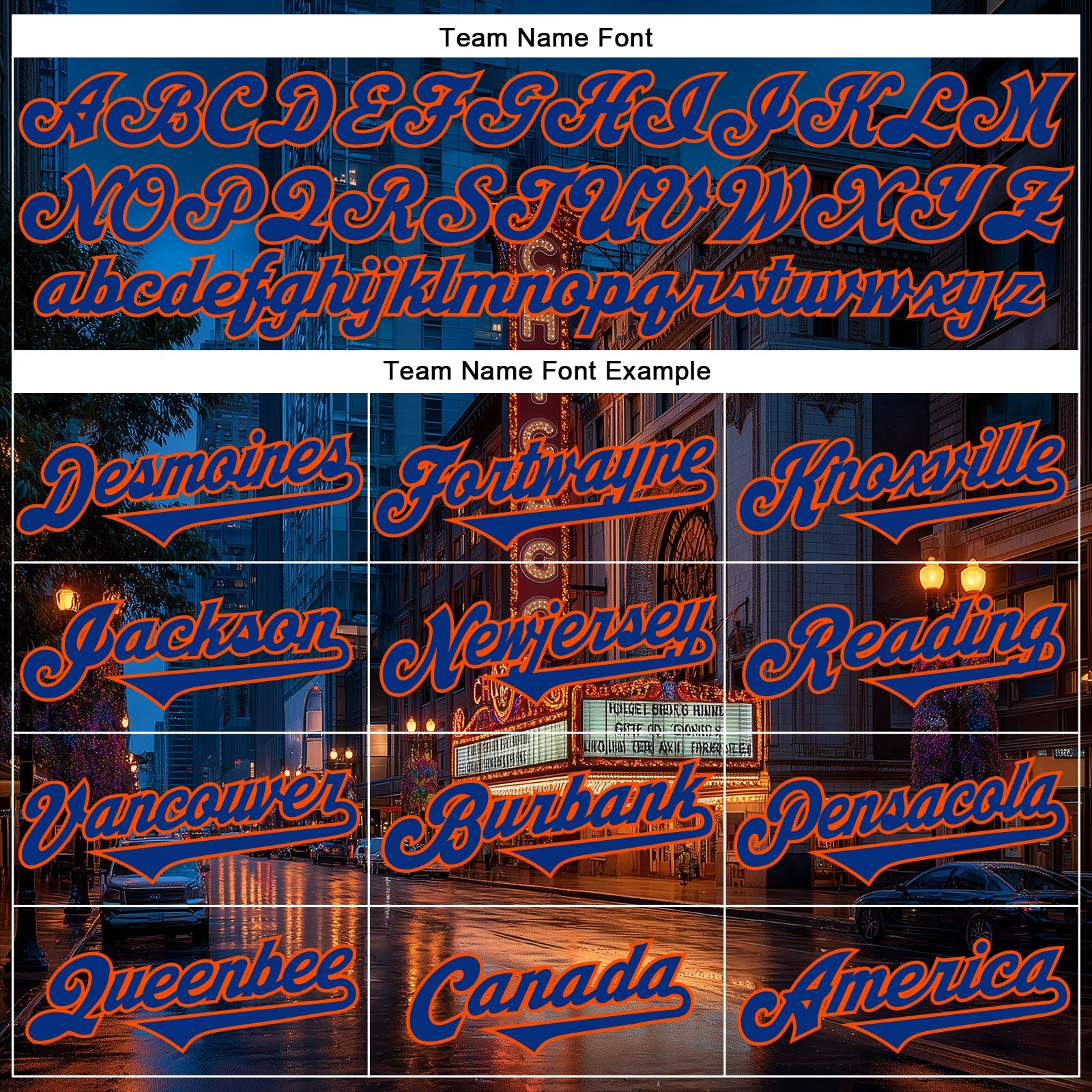 Custom Blue Royal-Orange Chicago Illinois The Theatre Landmark City Symbol Authentic Baseball Jersey view 4