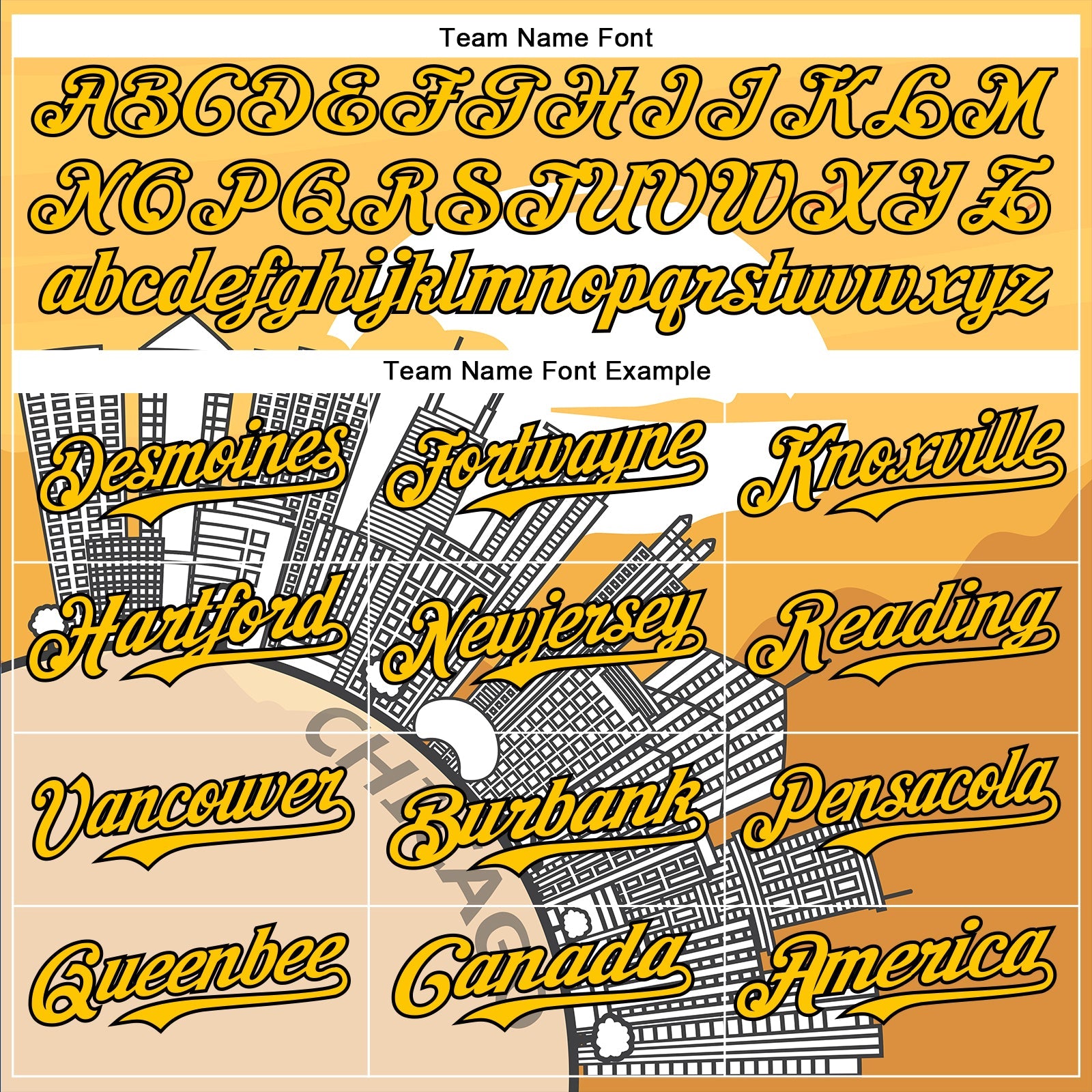 Custom Yellow Black-White Chicago Illinois Cityscape Landmark City Symbol Authentic Baseball Jersey view 4