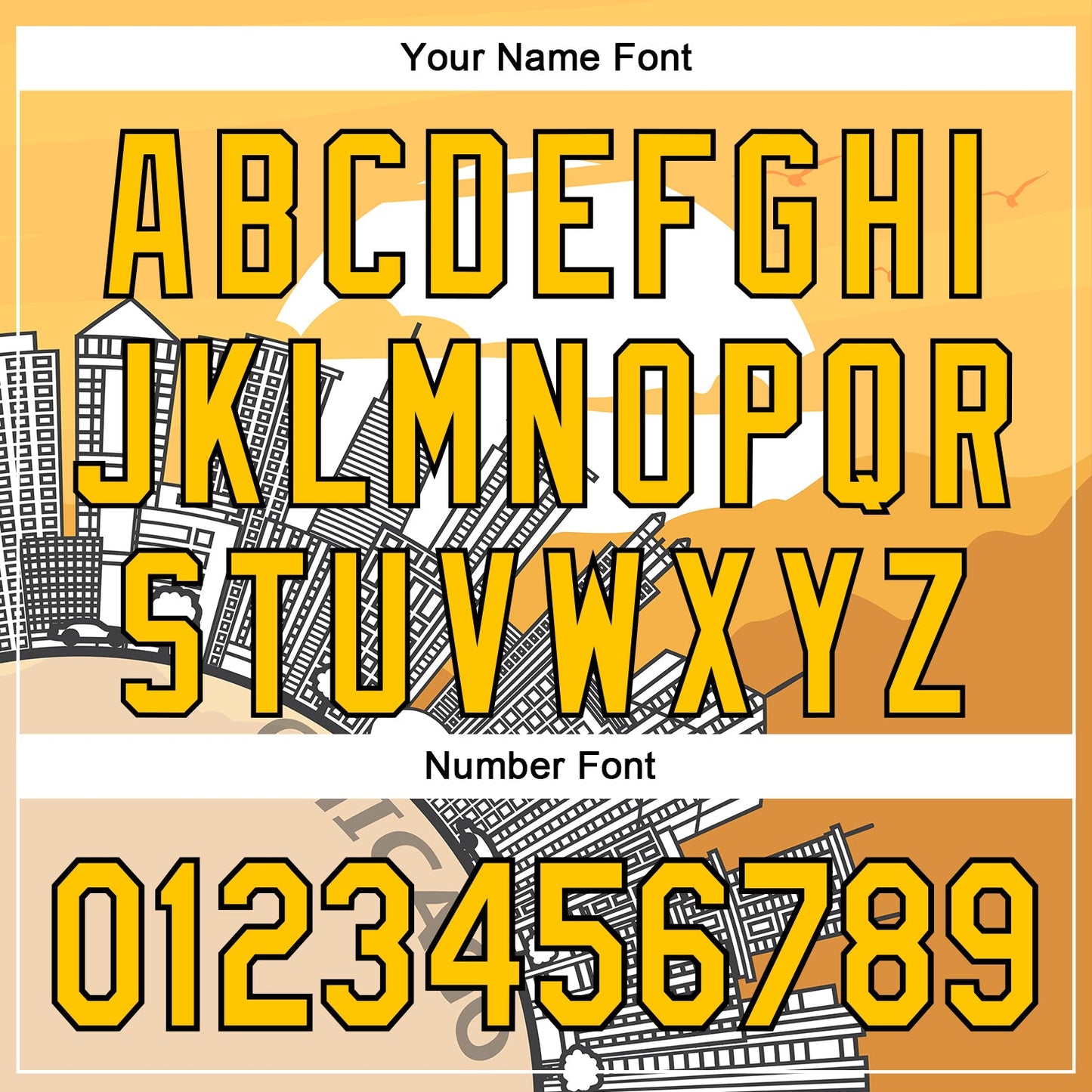 Custom Yellow Black-White Chicago Illinois Cityscape Landmark City Symbol Authentic Baseball Jersey view 5