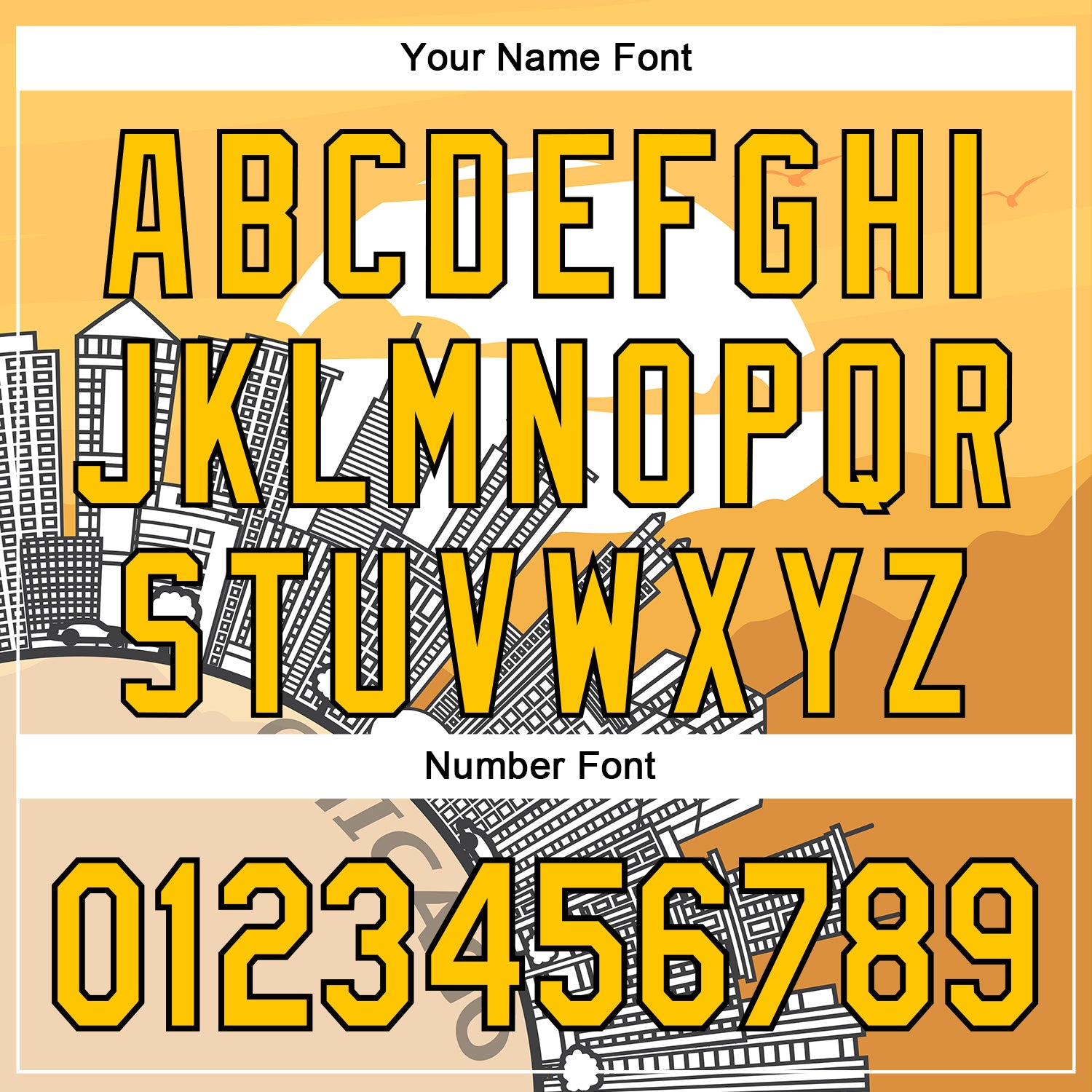 Custom Yellow Black-White Chicago Illinois Cityscape Landmark City Symbol Authentic Baseball Jersey view 5