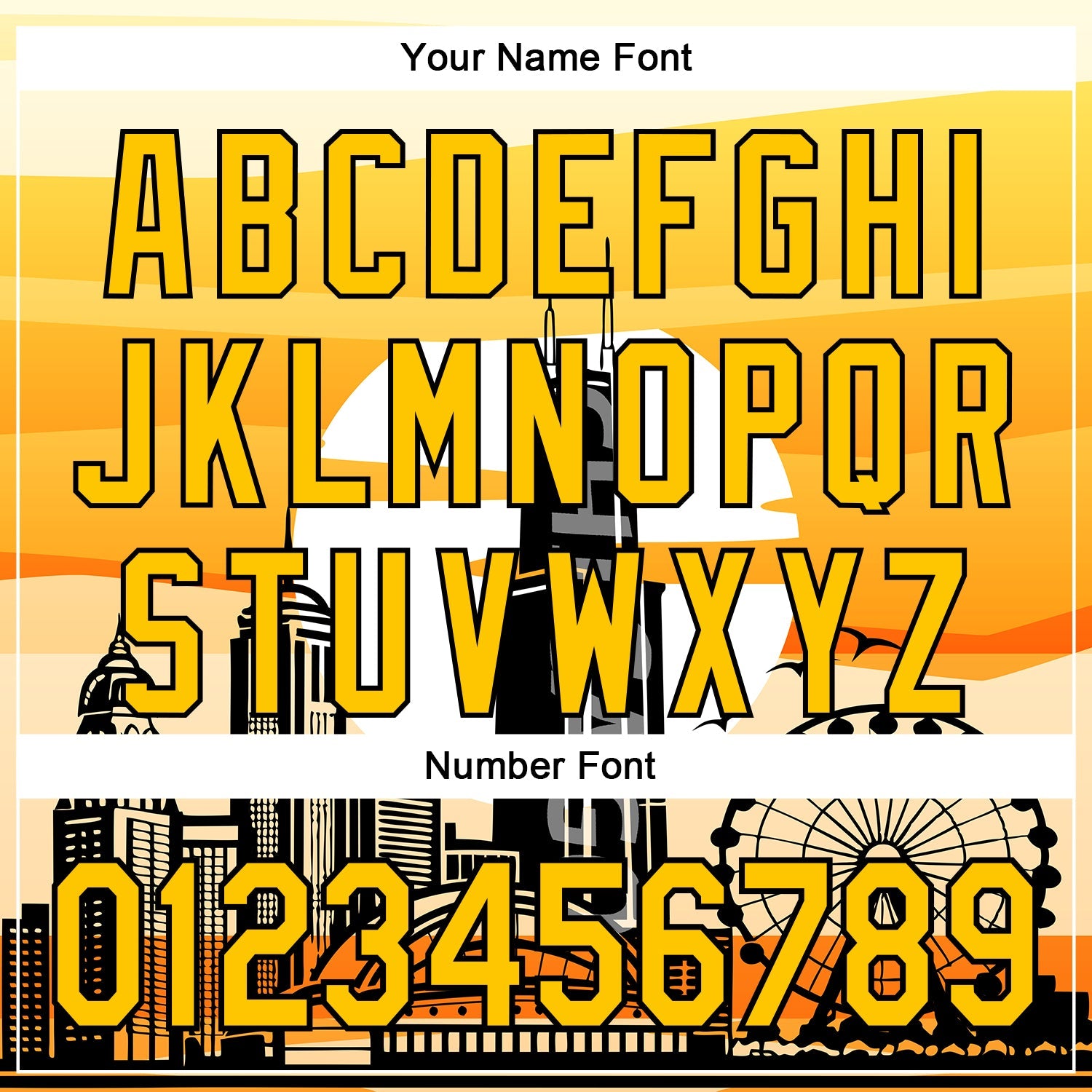 Custom Yellow Black-White Chicago Illinois Cityscape Landmark City Symbol Authentic Baseball Jersey view 5