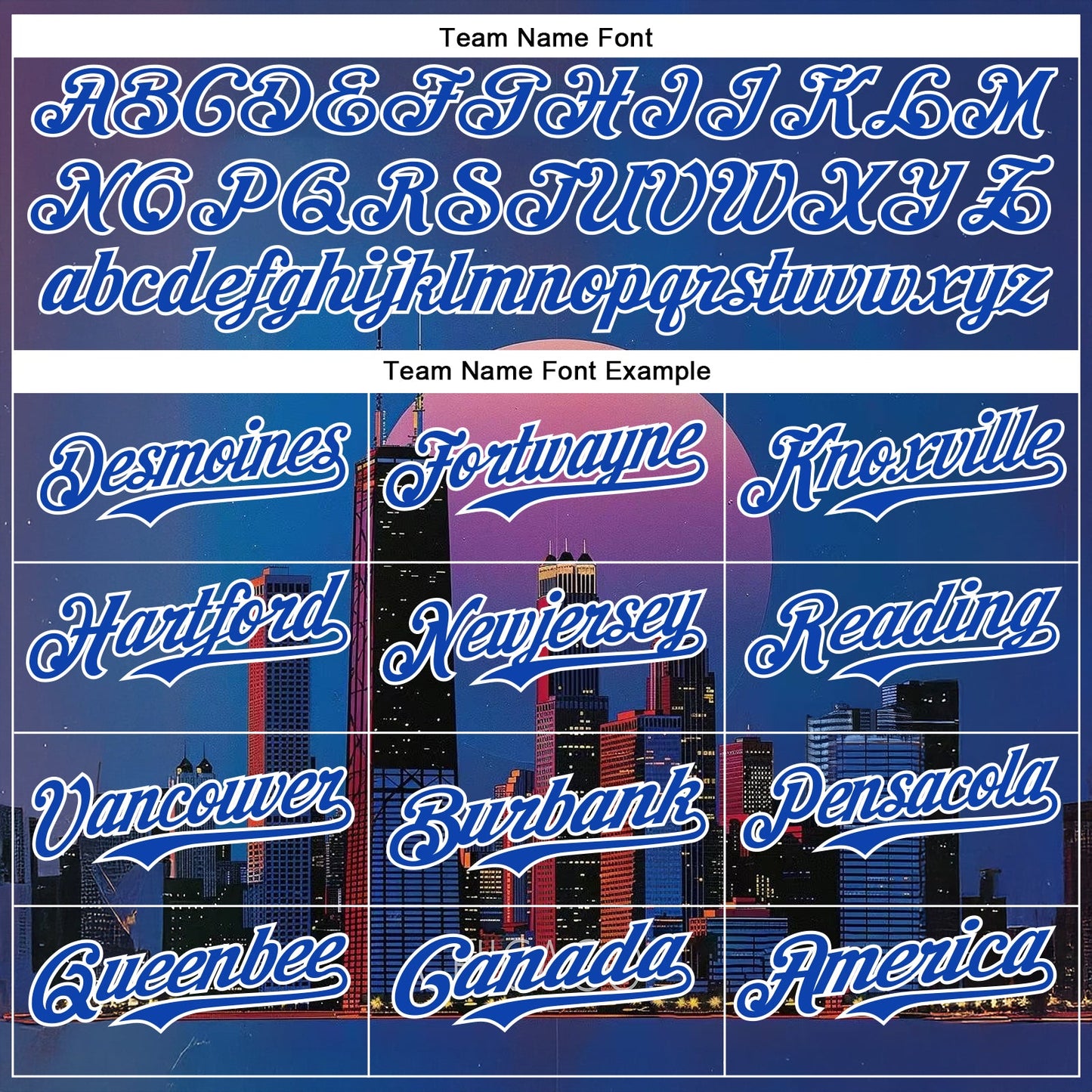Custom Blue Thunder Blue-White Chicago Illinois Nightscape Landmark City Symbol Authentic Baseball Jersey view 4