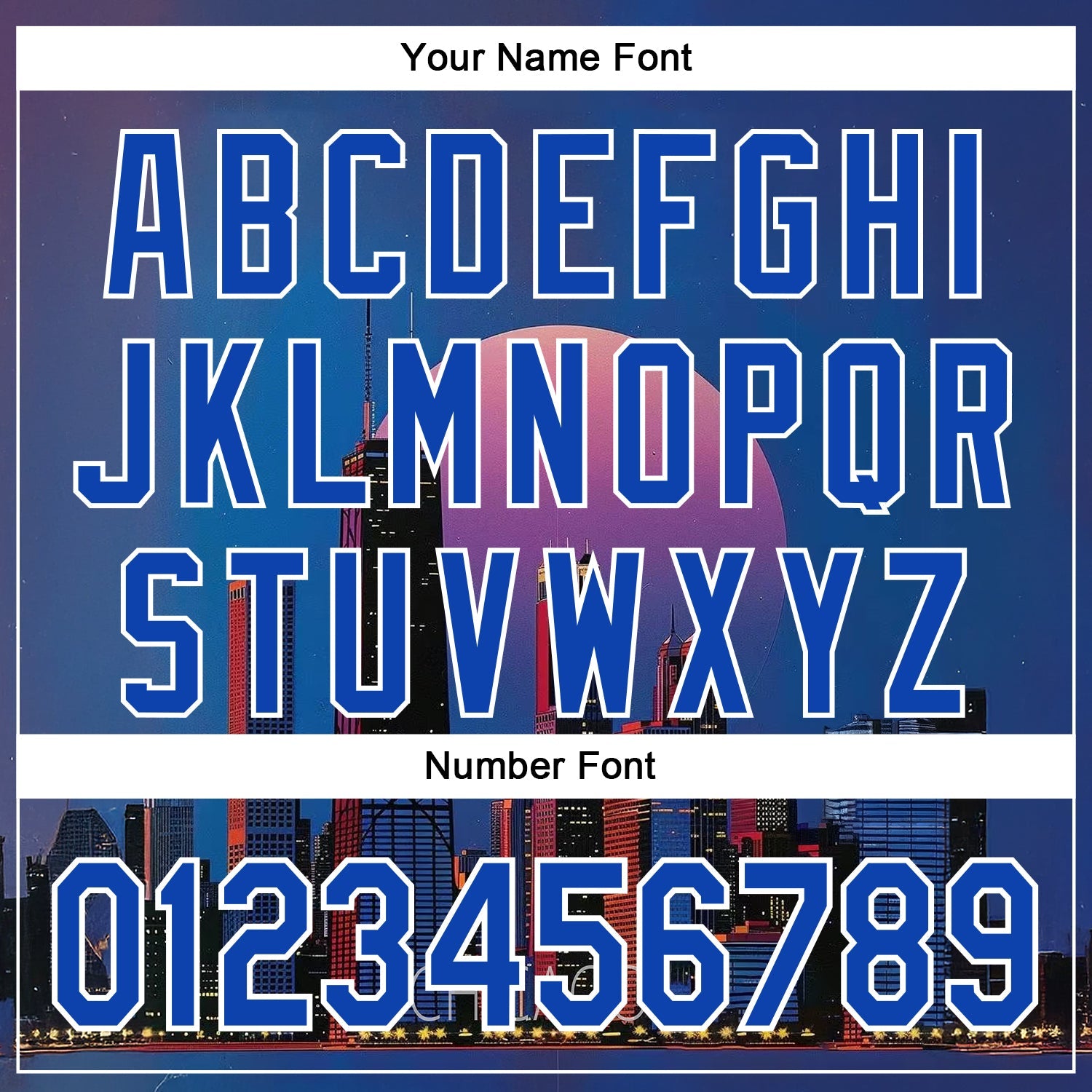 Custom Blue Thunder Blue-White Chicago Illinois Nightscape Landmark City Symbol Authentic Baseball Jersey view 5