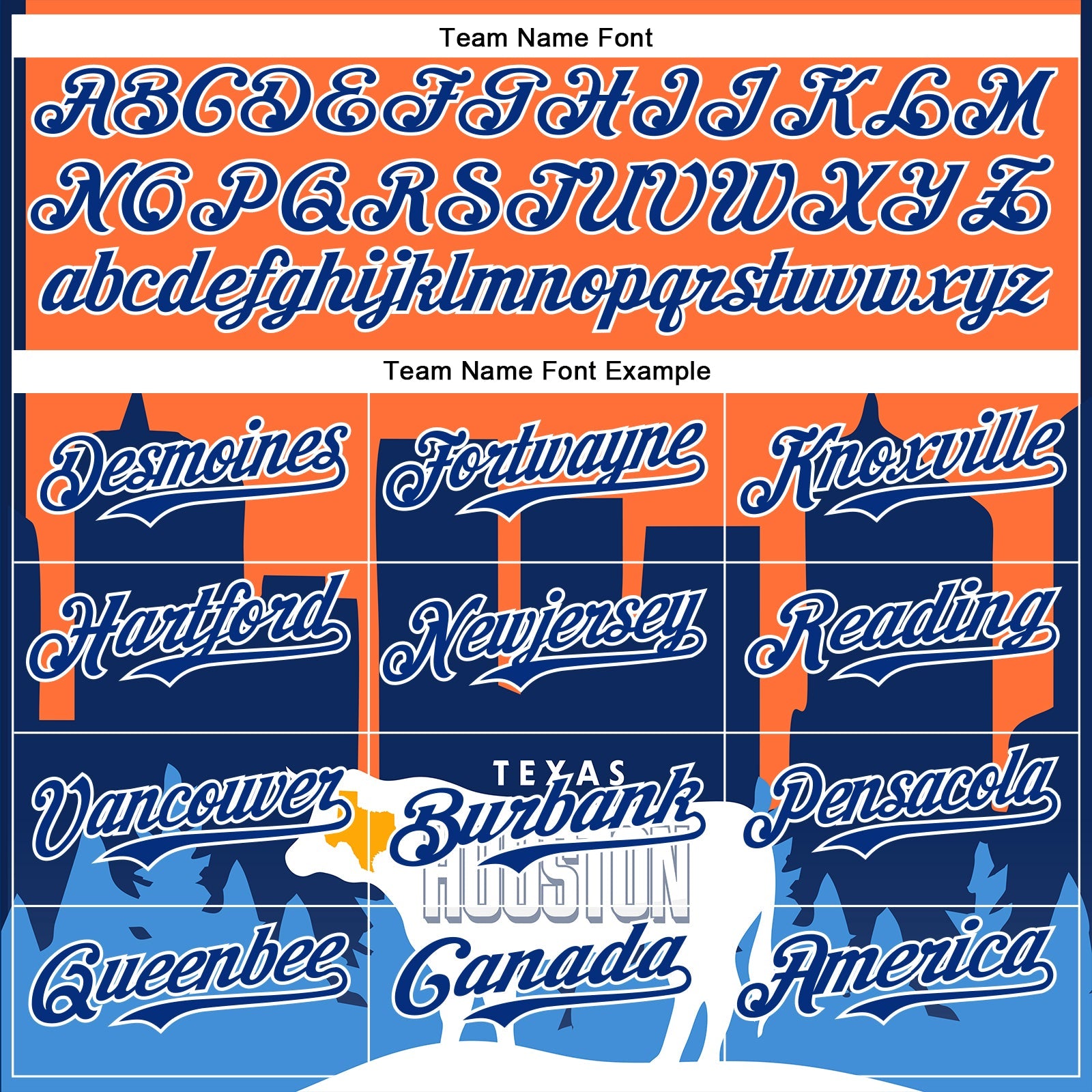 Custom Orange Royal-White Houston Texas Cityscape Landmark City Symbol Authentic Baseball Jersey view 4