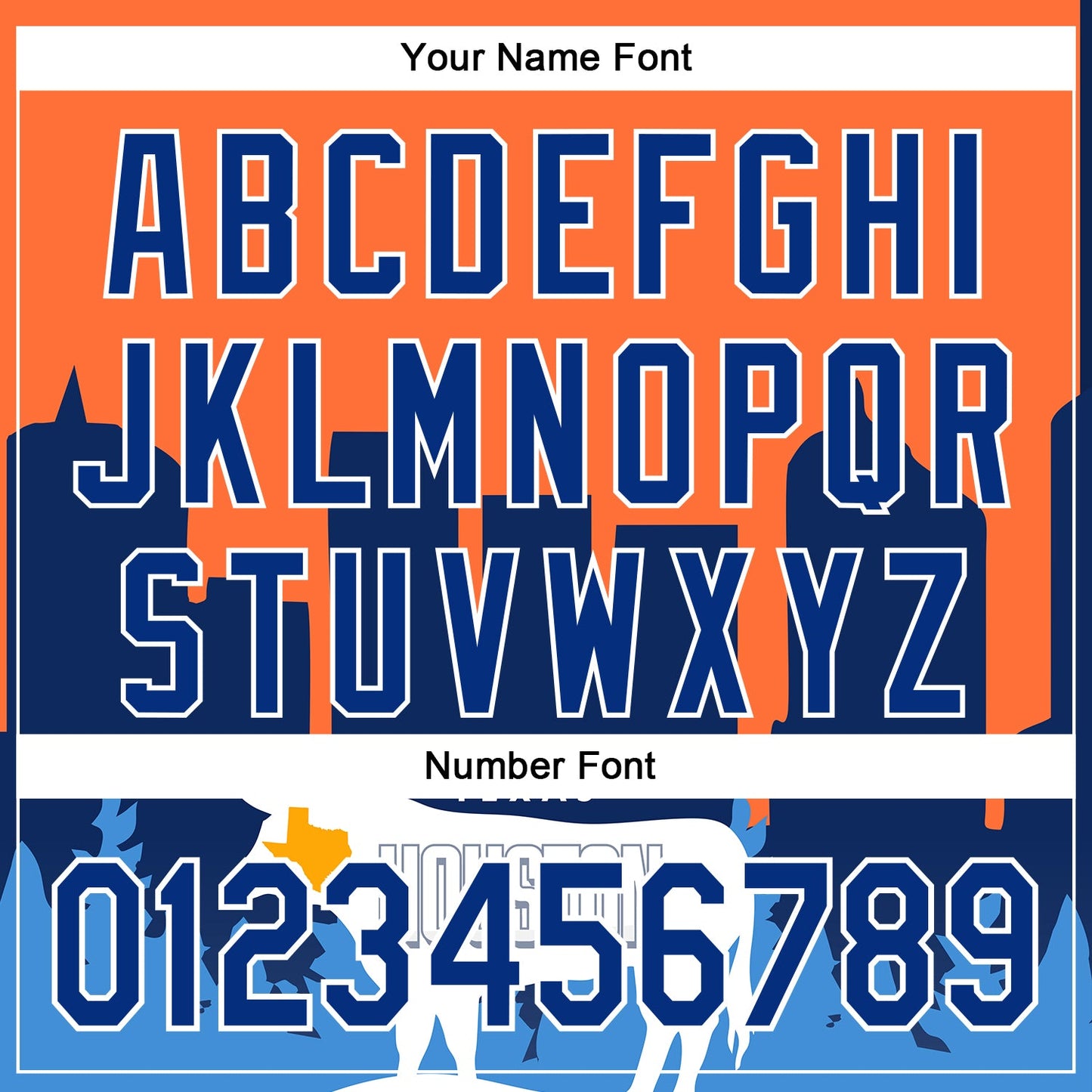 Custom Orange Royal-White Houston Texas Cityscape Landmark City Symbol Authentic Baseball Jersey view 5