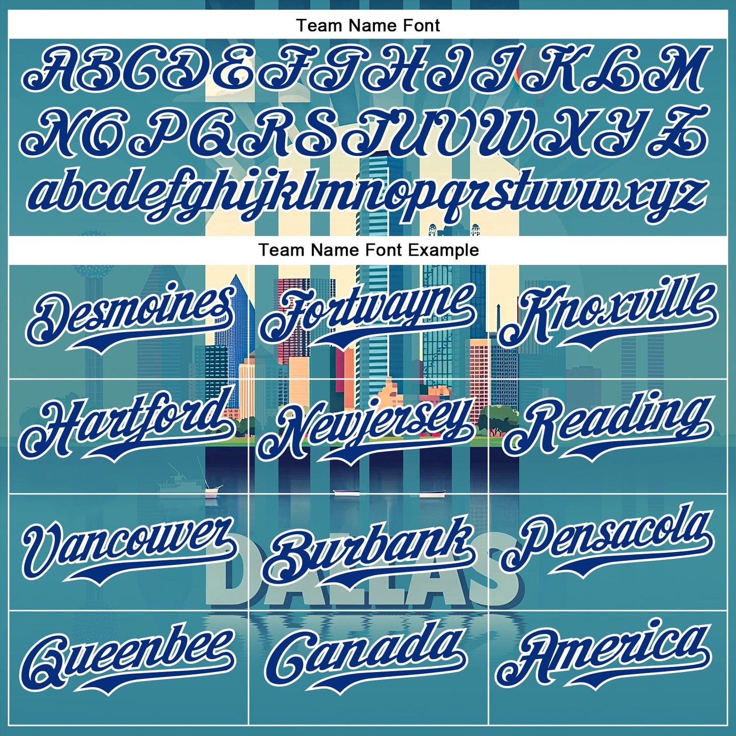 Custom Blue Royal-White Dallas Texas Urban Cityscape Landmark City Symbol Authentic Baseball Jersey view 4