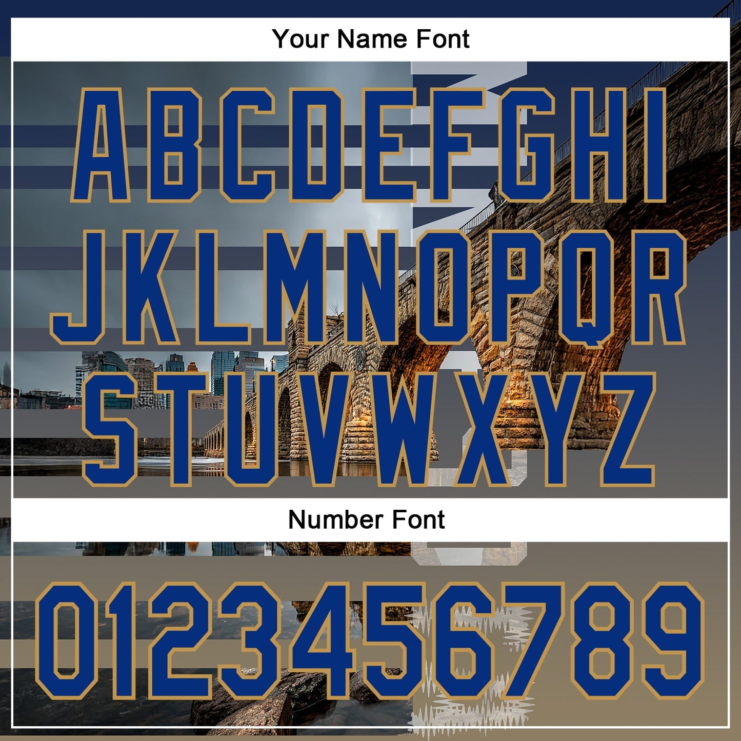 Custom Blue Royal Gray-Old Gold Minnesota Stone Bridge Landmark City Symbol Authentic Baseball Jersey view 5