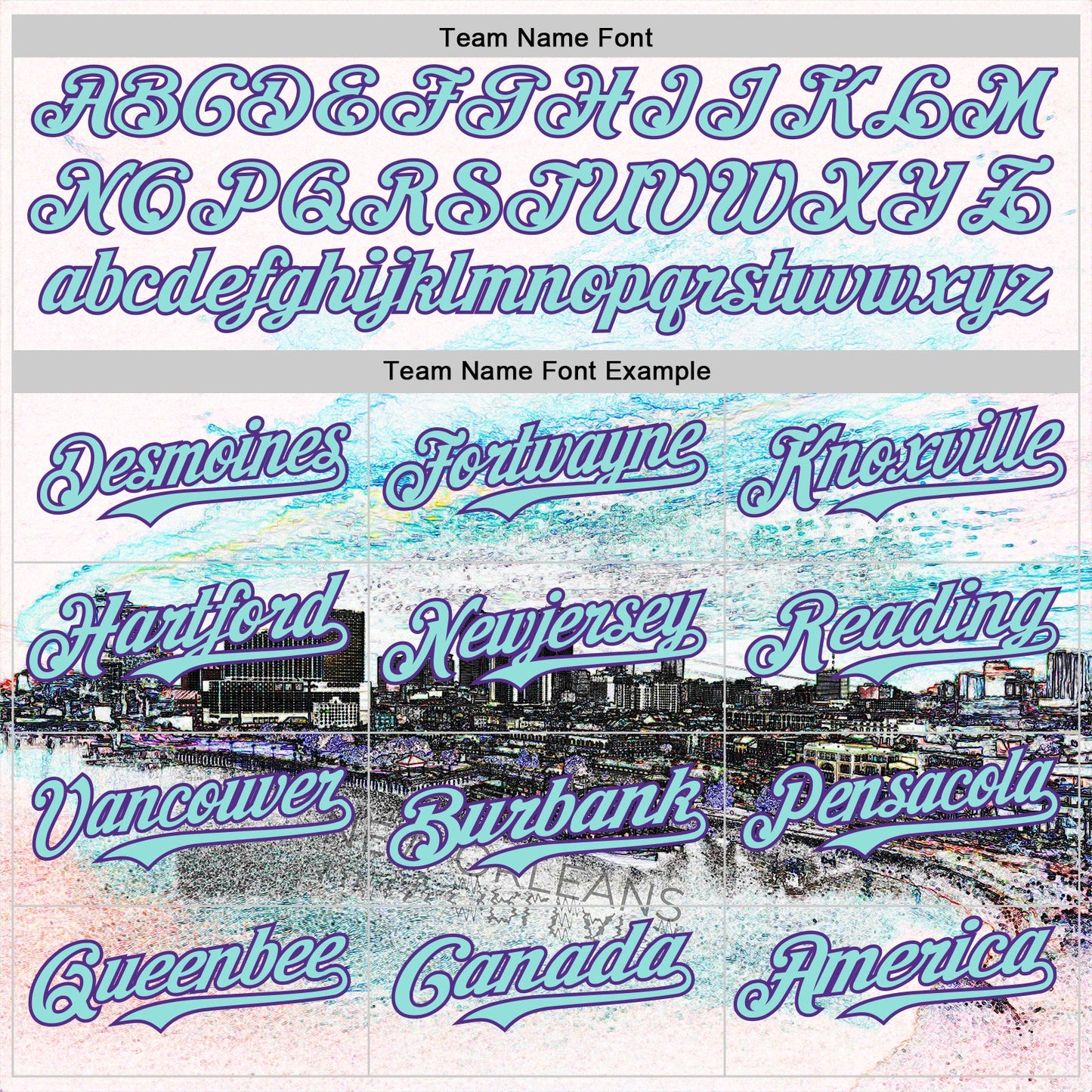Custom White Ice Blue Black-Purple New Orleans Louisiana Cityscape Skyline City Symbol Authentic Baseball Jersey view 4