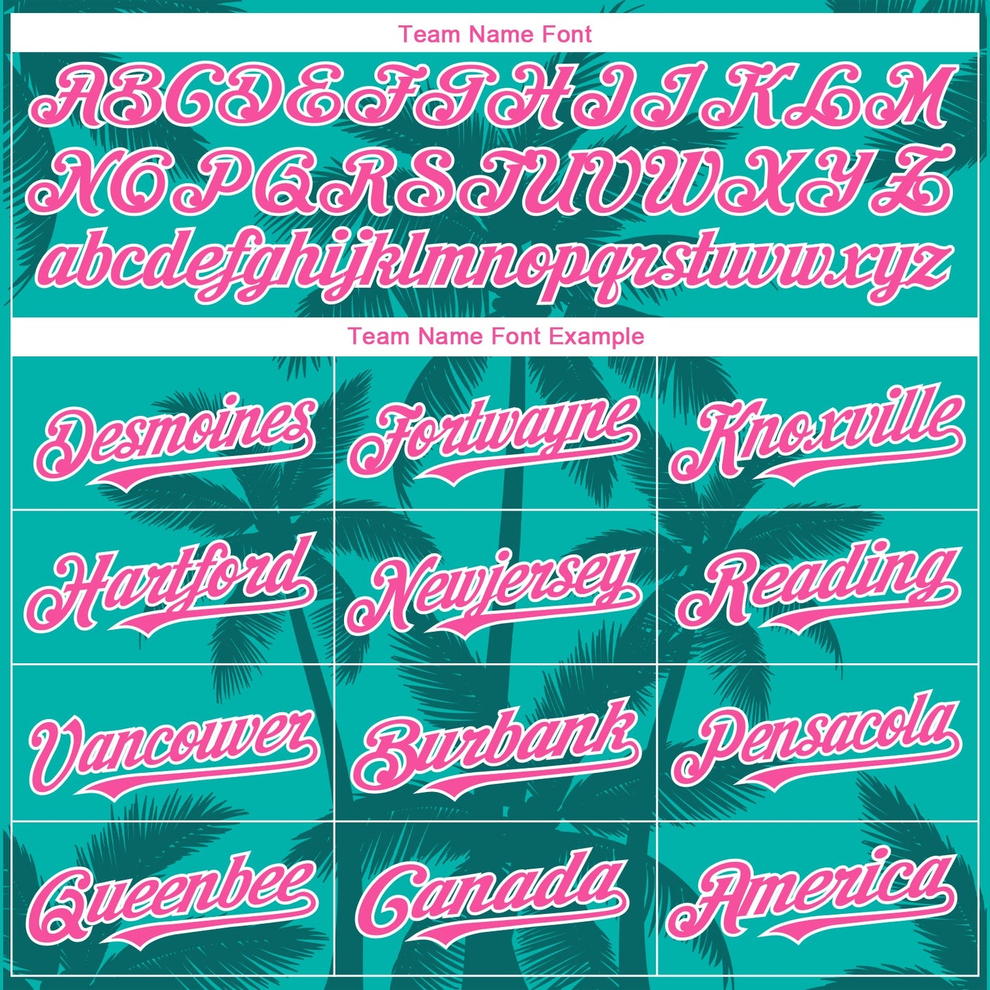 Custom Aqua Pink Teal-White Tropical Hawaii Palm Trees Authentic Baseball Jersey view 4