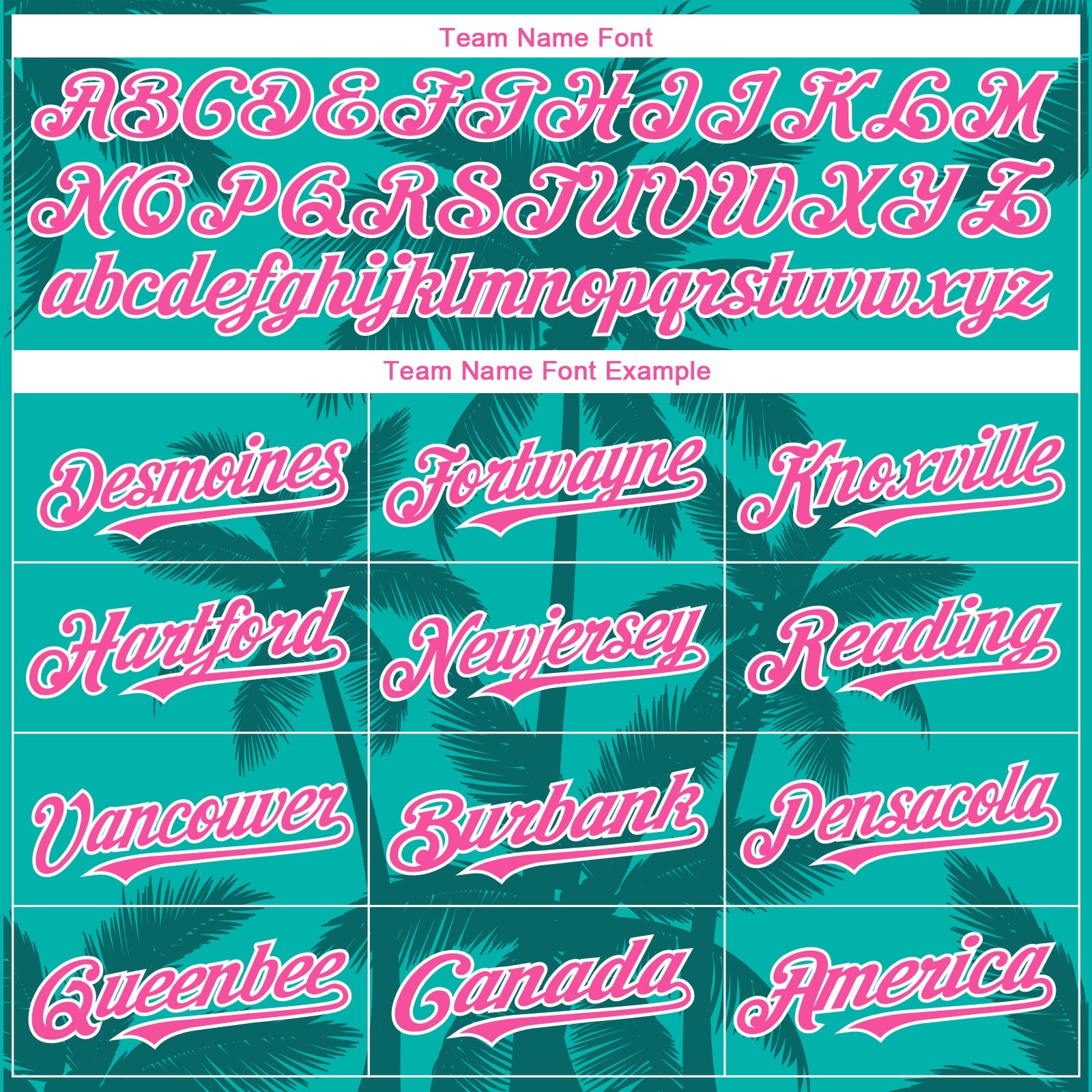 Custom Aqua Pink Teal-White Tropical Hawaii Palm Trees Authentic Baseball Jersey view 4
