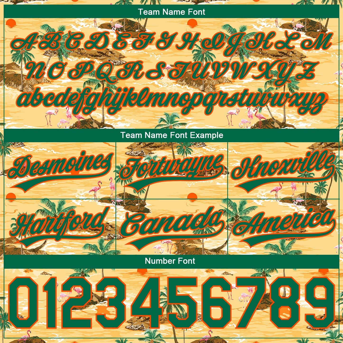 Custom Yellow Kelly Green-Orange 3D Pattern Hawaii Palm Trees And Flamingo Authentic Basketball Shorts view 3