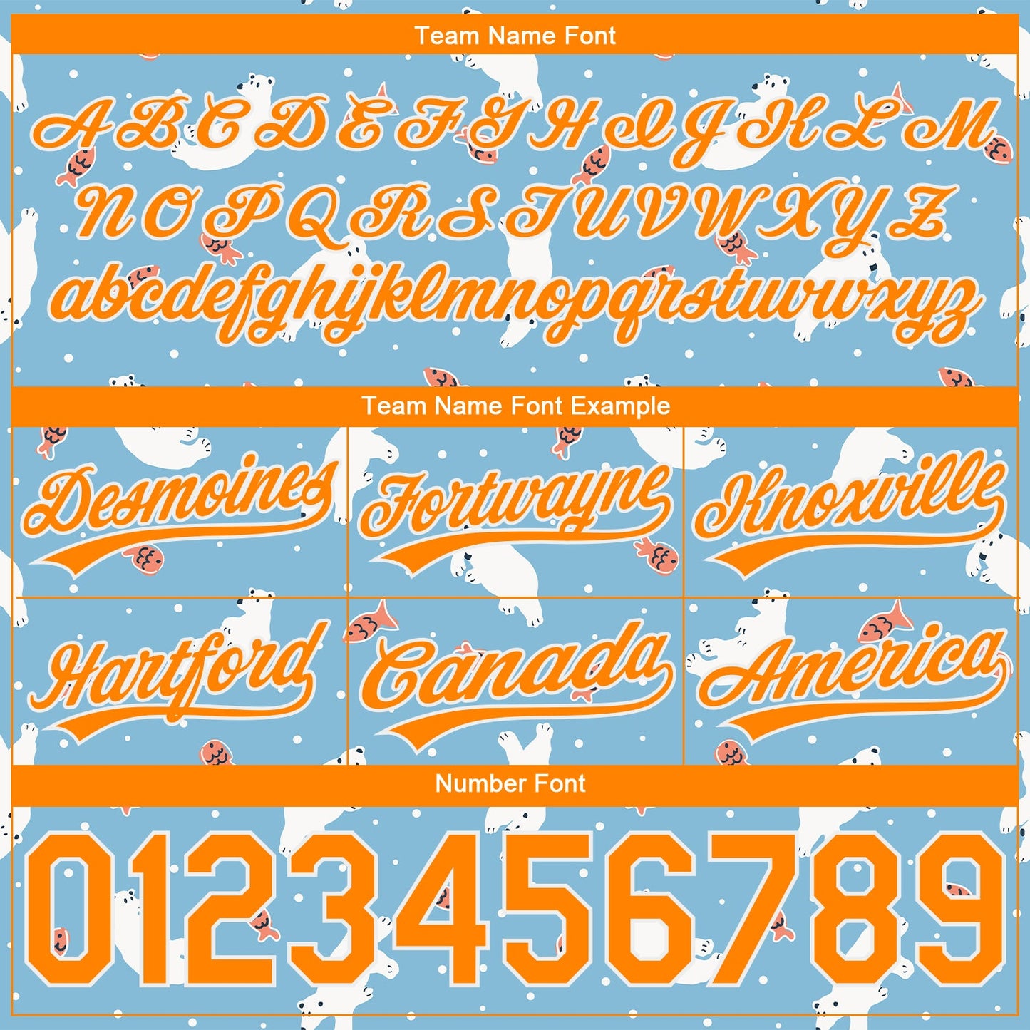 Custom Light Blue Bay Orange-White 3D Pattern Polar Bear And Fish Authentic Basketball Shorts view 3