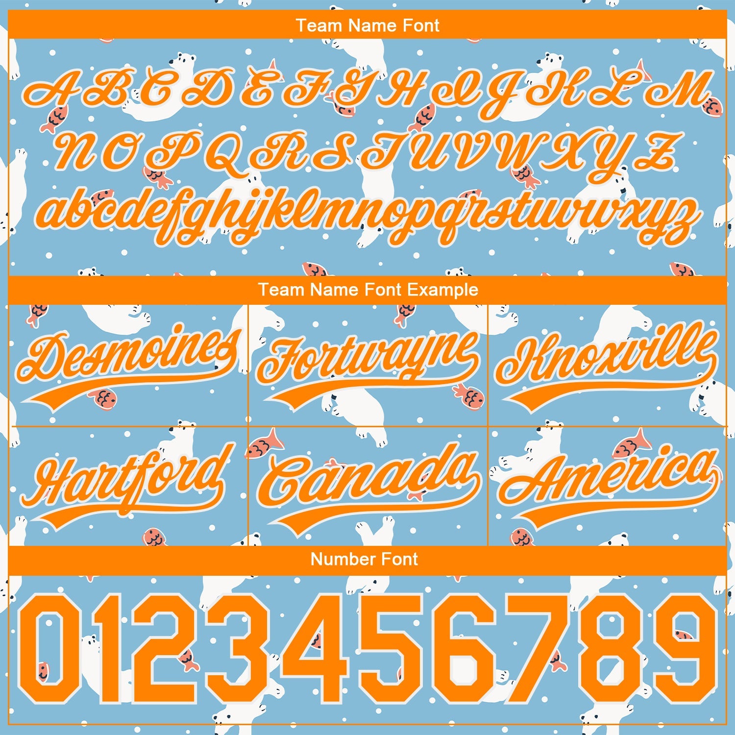 Custom Light Blue Bay Orange-White 3D Pattern Polar Bear And Fish Authentic Basketball Shorts view 3
