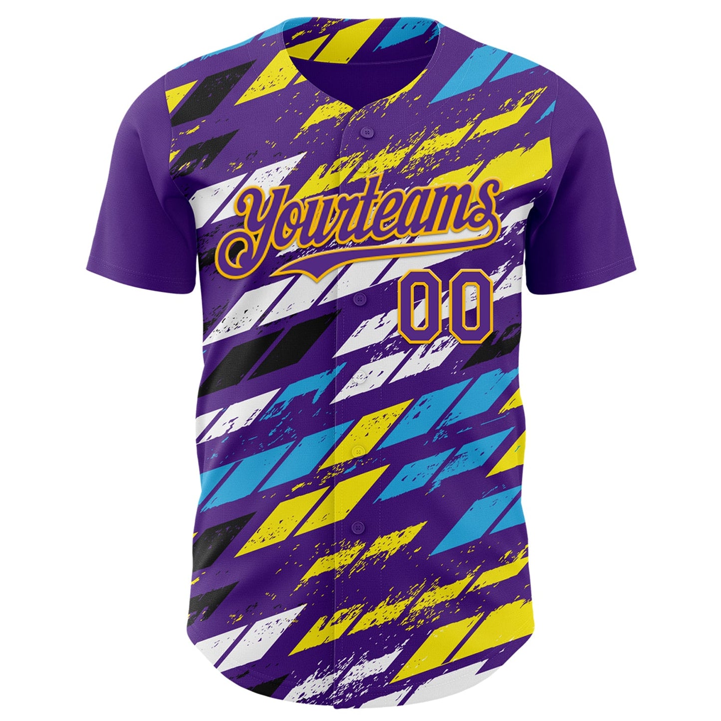 Custom Purple Yellow-Blue Car Racing Formula Auto Motorsport Authentic Baseball Jersey view 2