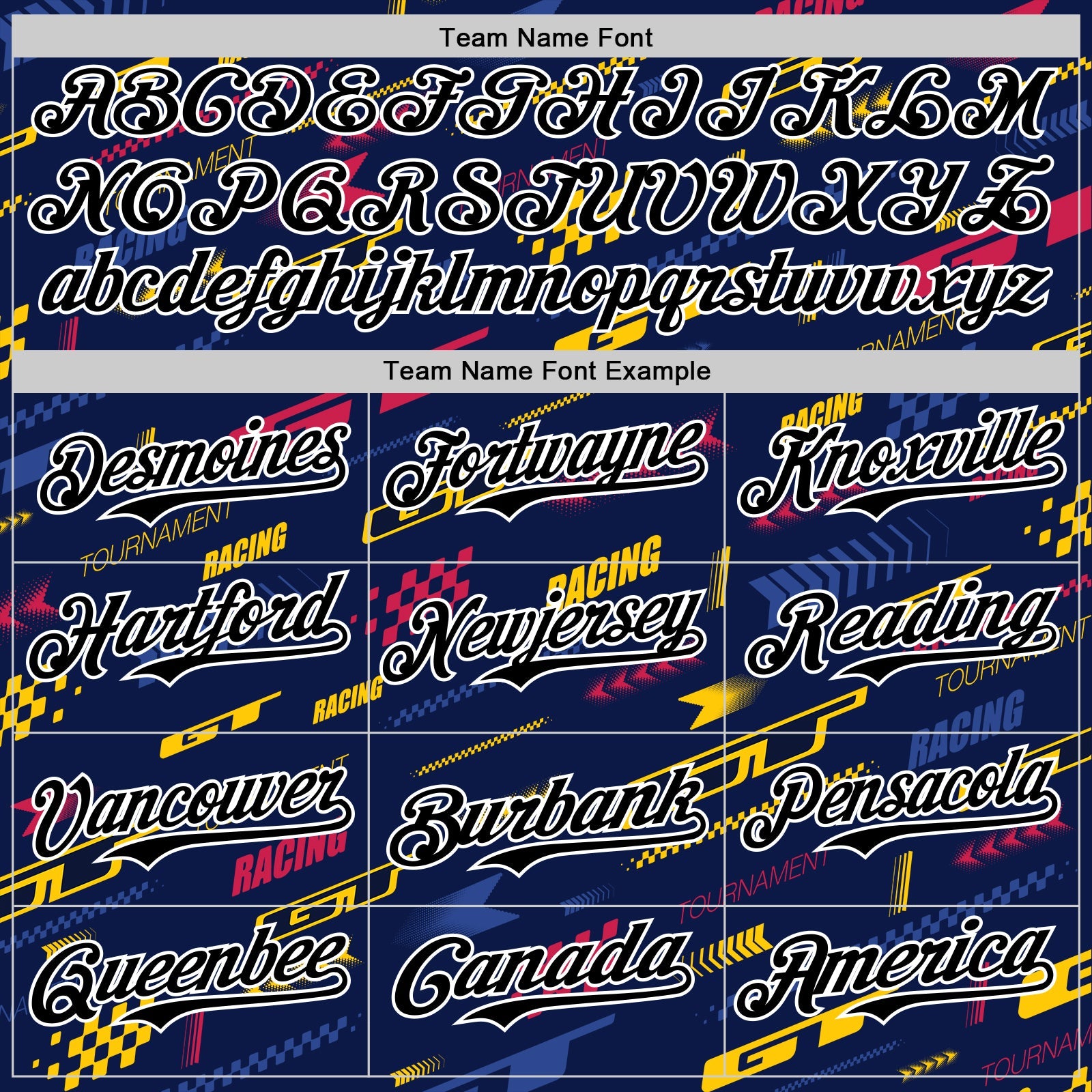 Custom Navy Black White Red-Yellow Car Racing Formula Auto Motorsport Authentic Baseball Jersey view 4