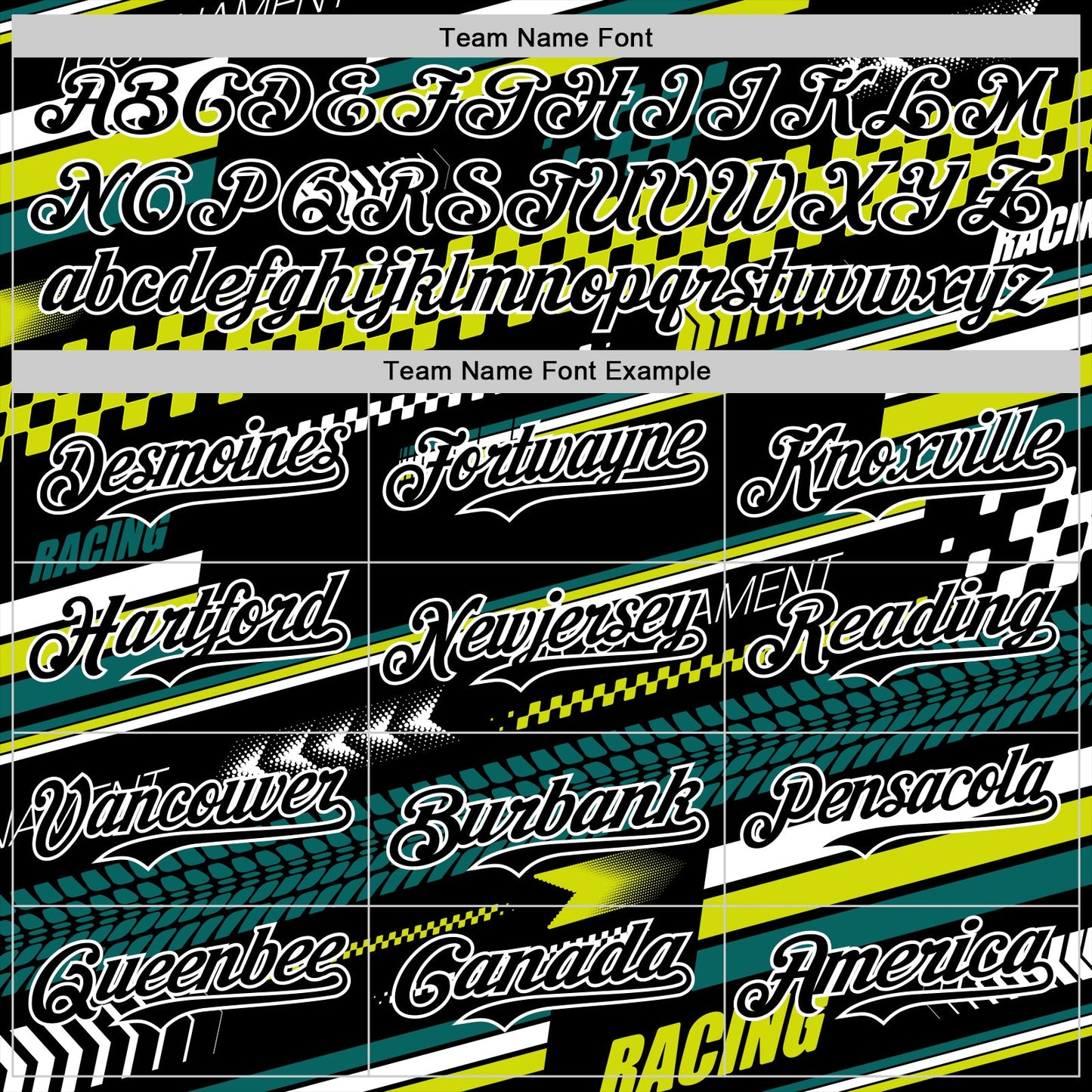 Custom Black White Yellow-Green Car Racing Formula Auto Motorsport Authentic Baseball Jersey view 4