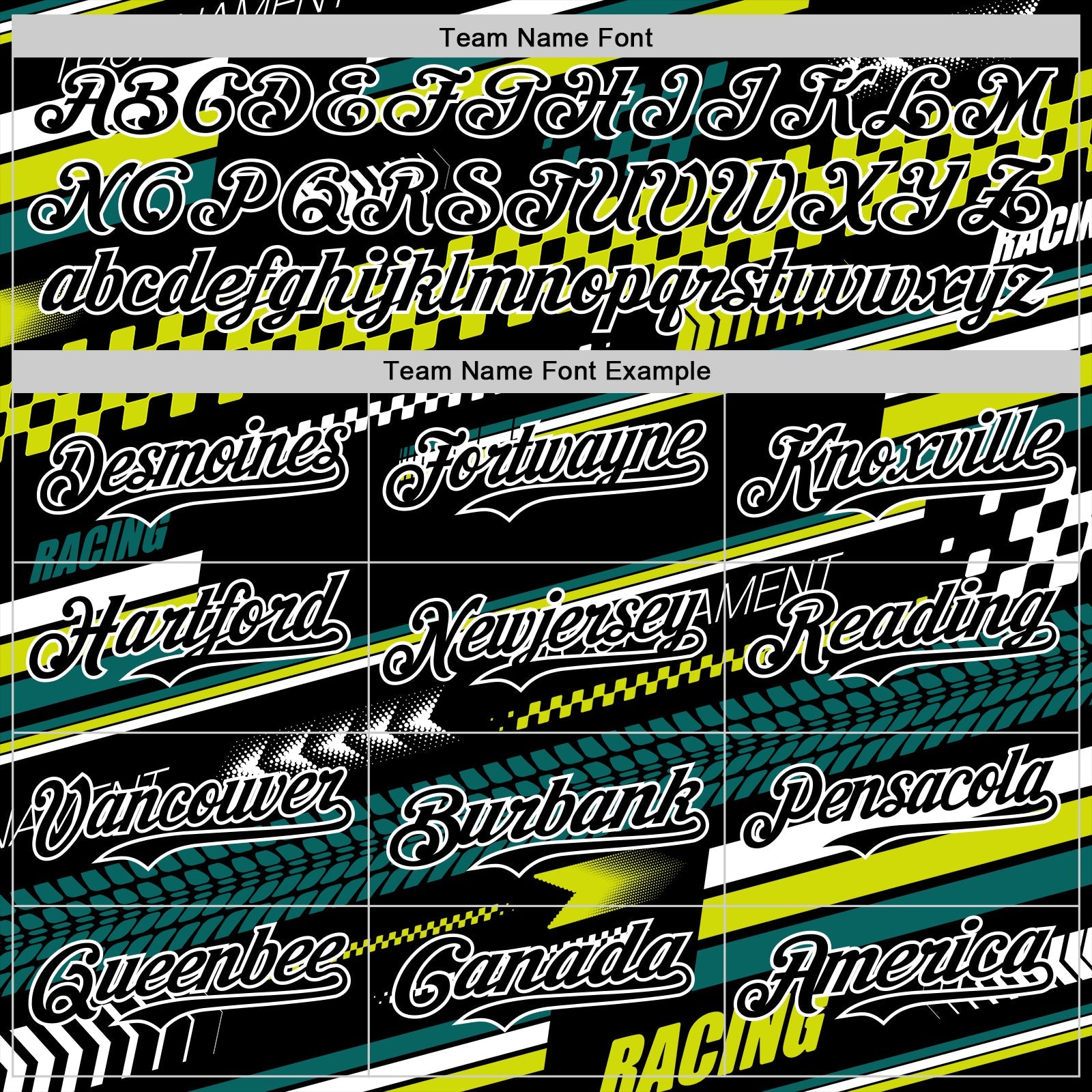 Custom Black White Yellow-Green Car Racing Formula Auto Motorsport Authentic Baseball Jersey view 4