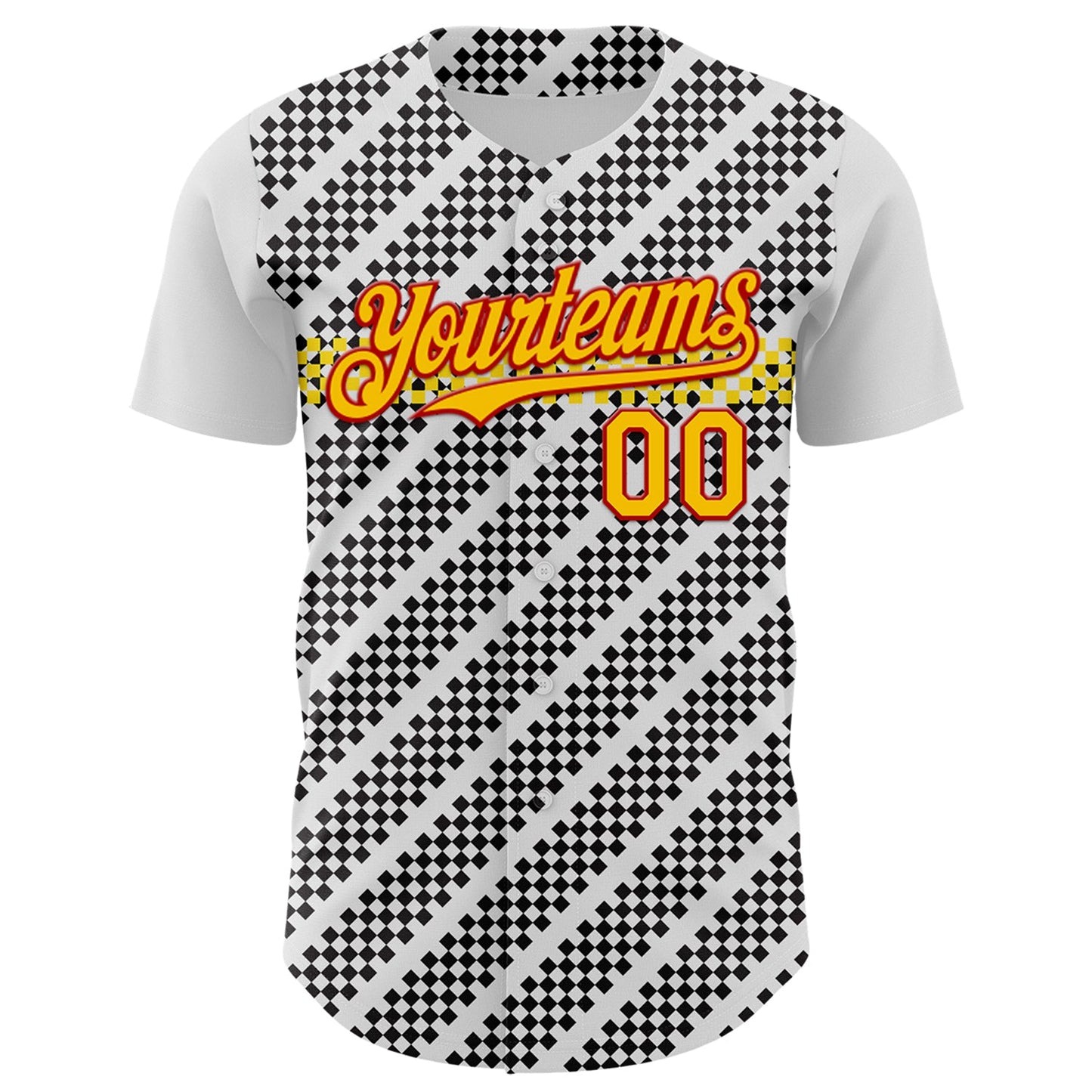 Custom White Yellow Red-Black Car Racing Formula Auto Motorsport Authentic Baseball Jersey view 2