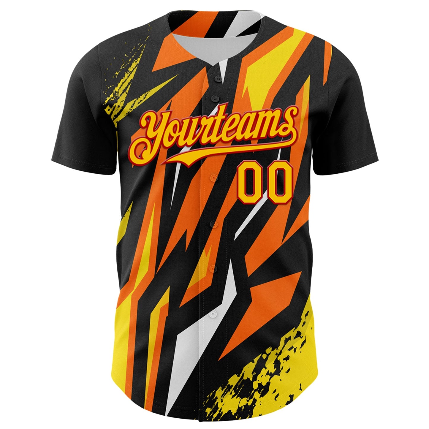 Custom Black Yellow Red Orange-White Car Racing Formula Auto Motorsport Authentic Baseball Jersey view 2