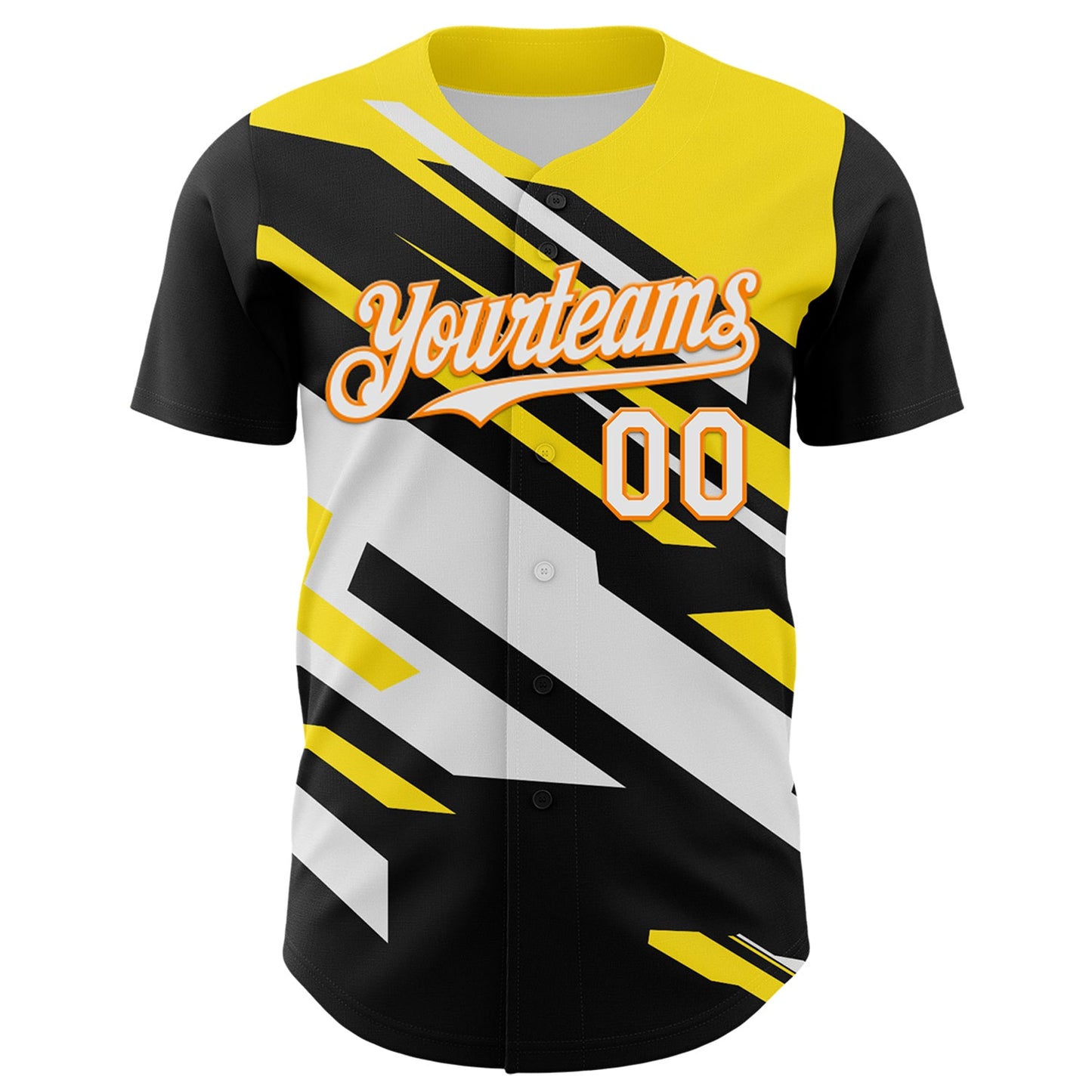 Custom Black White Bay Orange-Yellow Car Racing Formula Auto Motorsport Authentic Baseball Jersey view 2