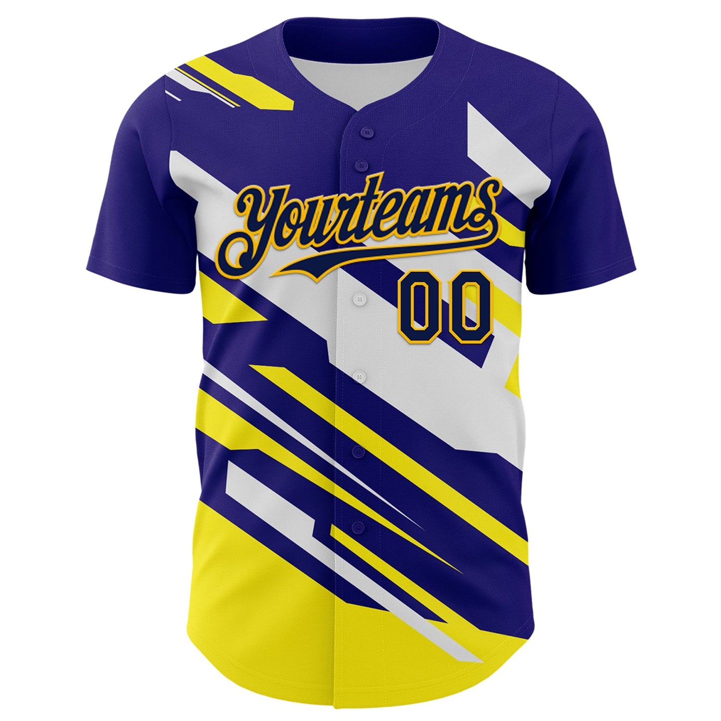 Custom Purple Navy Yellow-White Car Racing Formula Auto Motorsport Authentic Baseball Jersey view 2