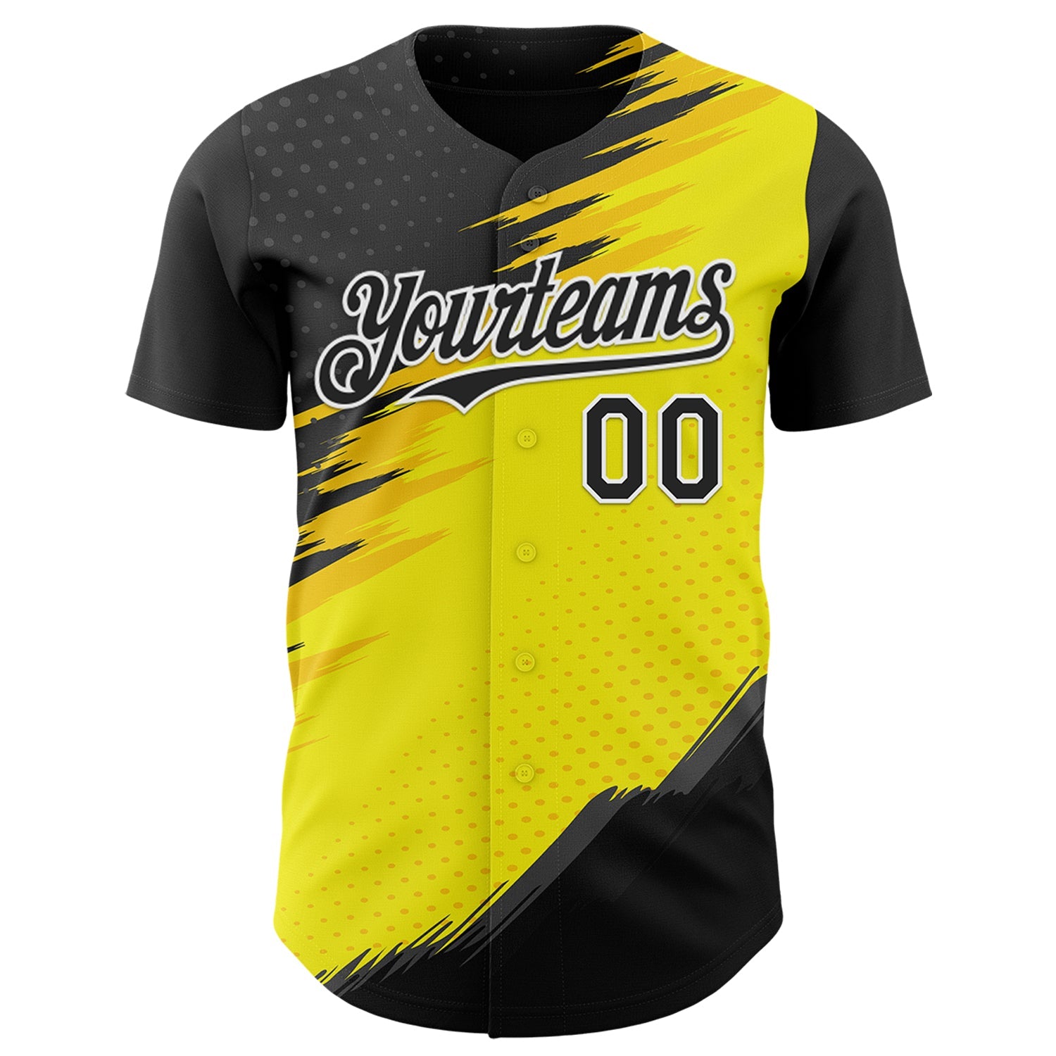Custom Black White-Yellow Car Racing Formula Auto Motorsport Authentic Baseball Jersey view 2