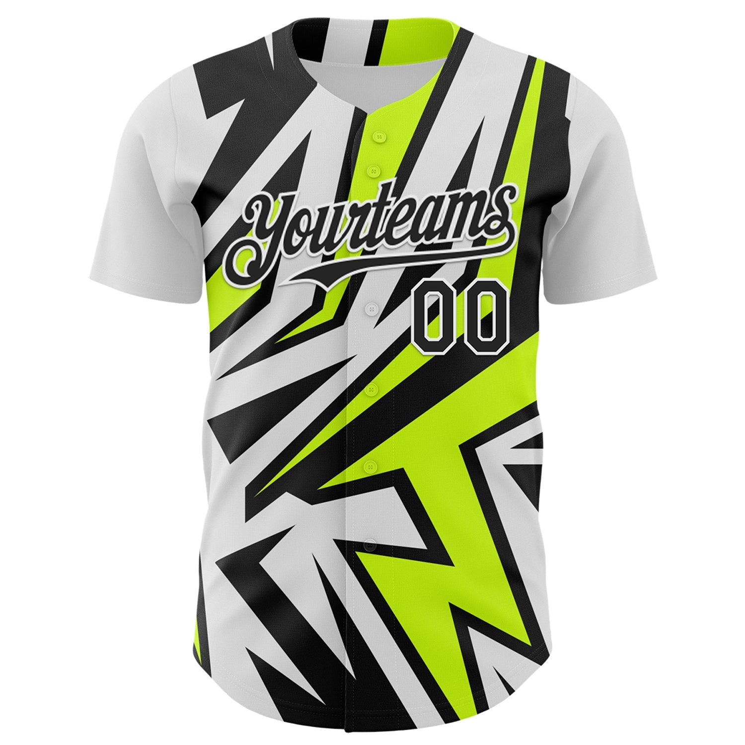 Custom White Black-Green Car Racing Formula Auto Motorsport Authentic Baseball Jersey view 2