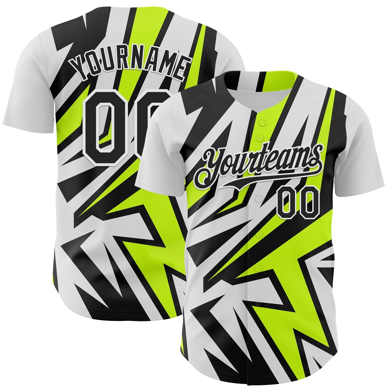 Custom White Black-Green Car Racing Formula Auto Motorsport Authentic Baseball Jersey - Main View