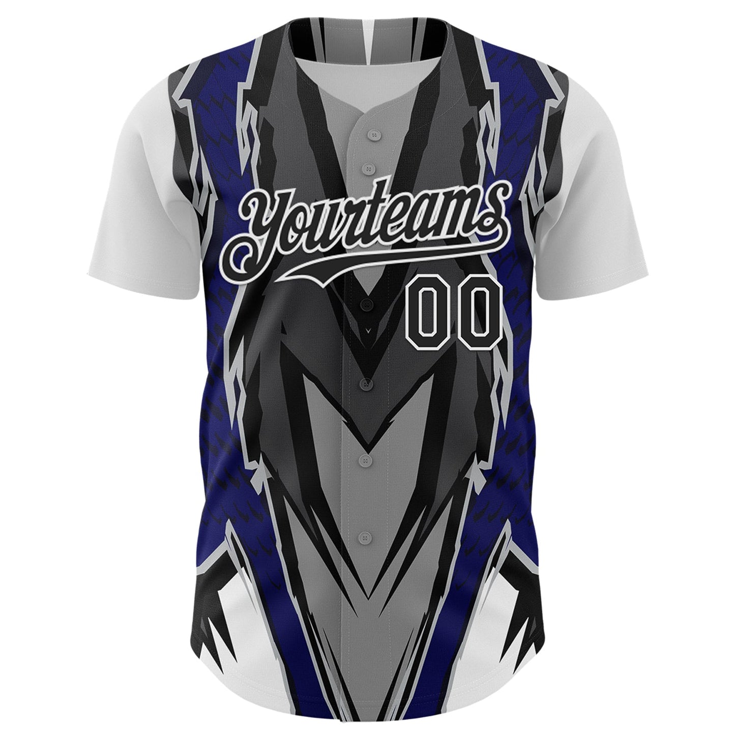 Custom White Black Gray-Blue Car Racing Formula Auto Motorsport Authentic Baseball Jersey view 2