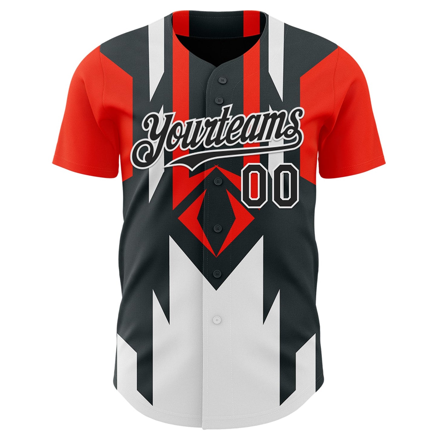 Custom Red Black-White Car Racing Formula Auto Motorsport Authentic Baseball Jersey view 2