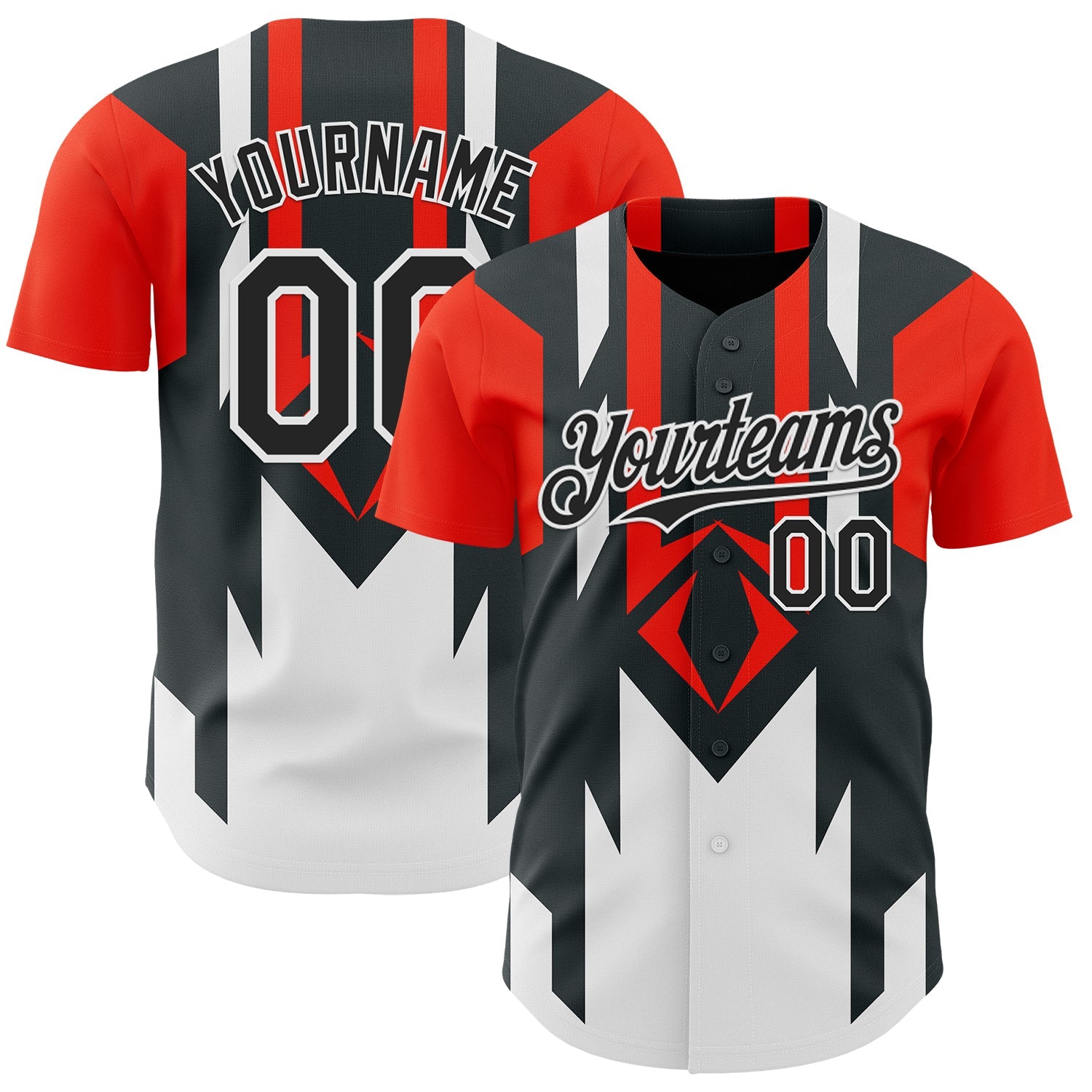 Custom Red Black-White Car Racing Formula Auto Motorsport Authentic Baseball Jersey - Main View