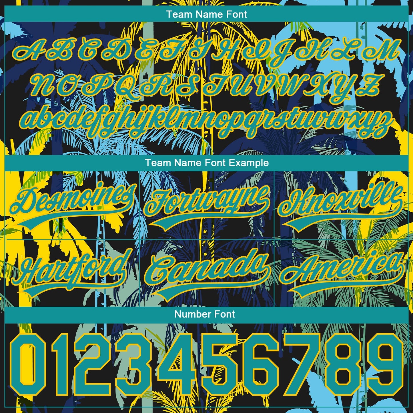 Custom Black Teal-Yellow 3D Pattern Hawaii Palm Trees Authentic Basketball Shorts view 3