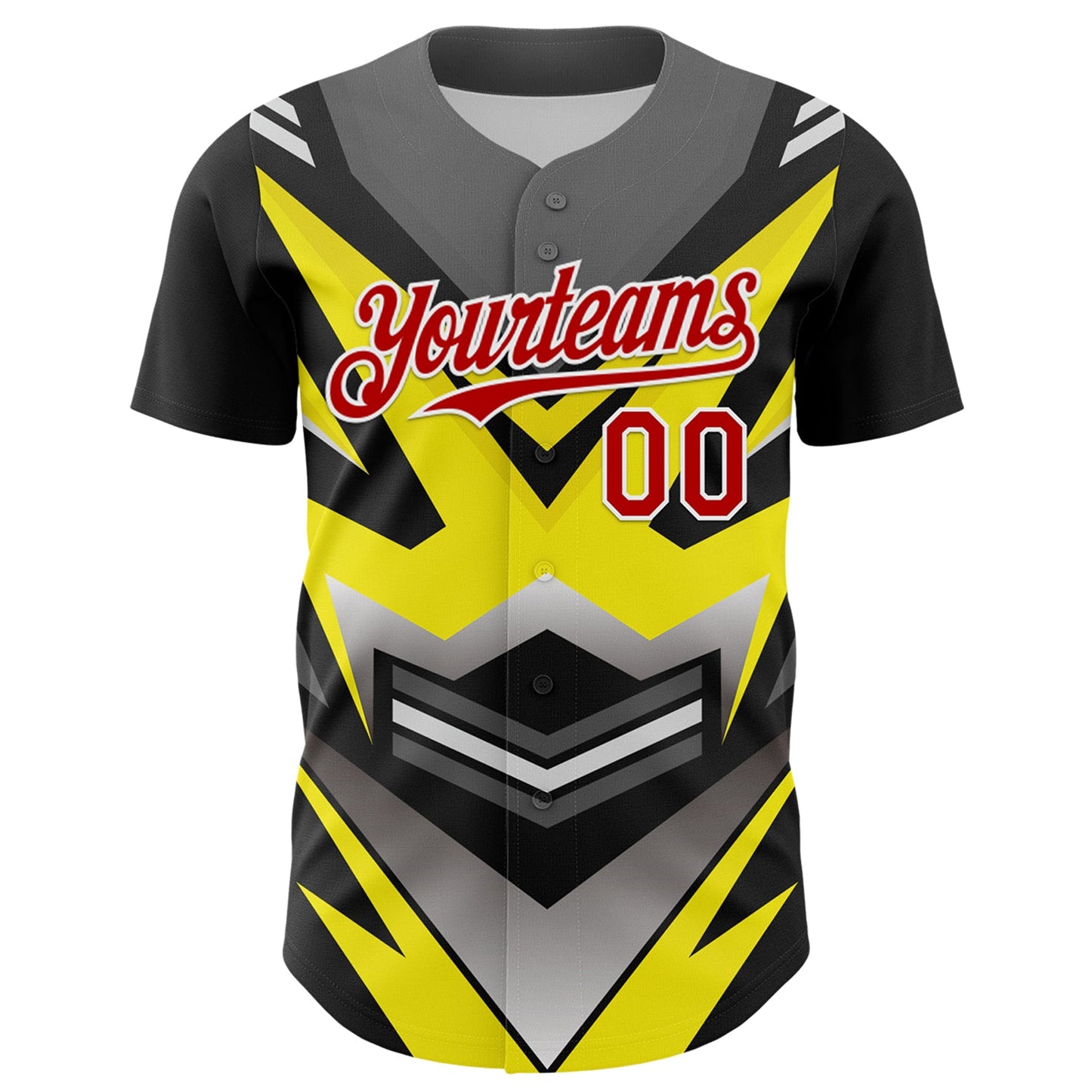 Custom Black Red White-Yellow Car Racing Formula Auto Motorsport Authentic Baseball Jersey view 2