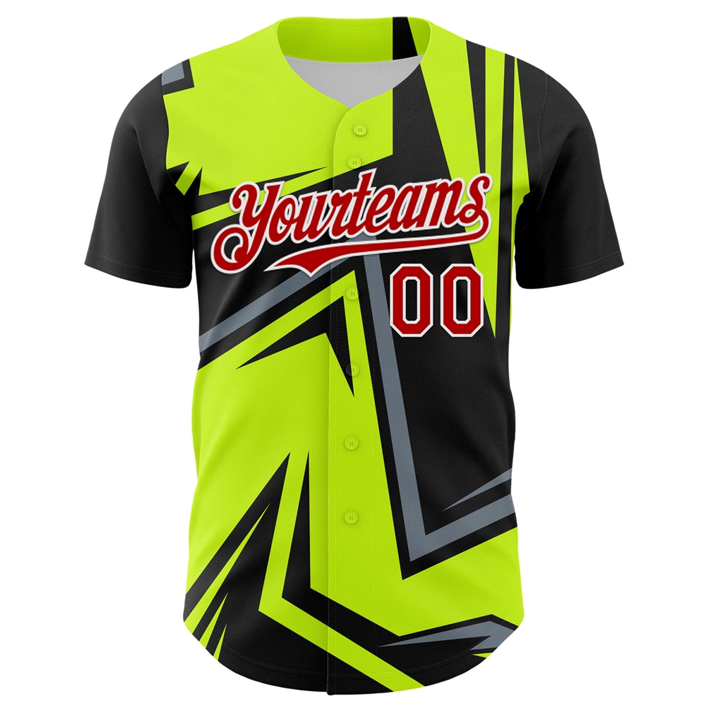Custom Black Red White-Green Car Racing Formula Auto Motorsport Authentic Baseball Jersey view 2