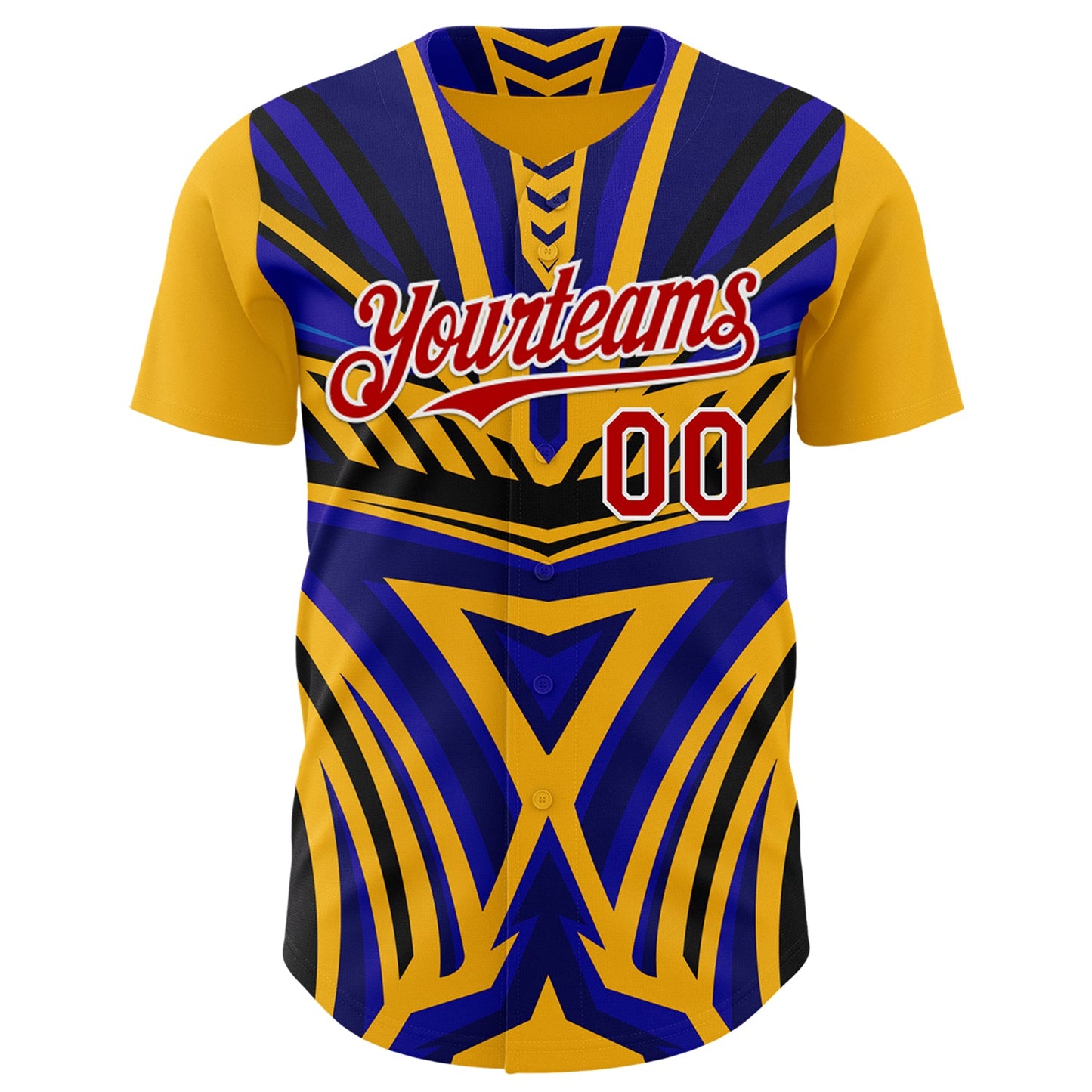 Custom Gold Red White Blue-Black Car Racing Formula Auto Motorsport Authentic Baseball Jersey view 2
