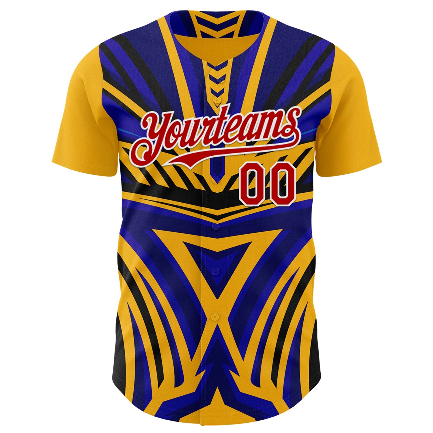 Custom Gold Red White Blue-Black Car Racing Formula Auto Motorsport Authentic Baseball Jersey view 2