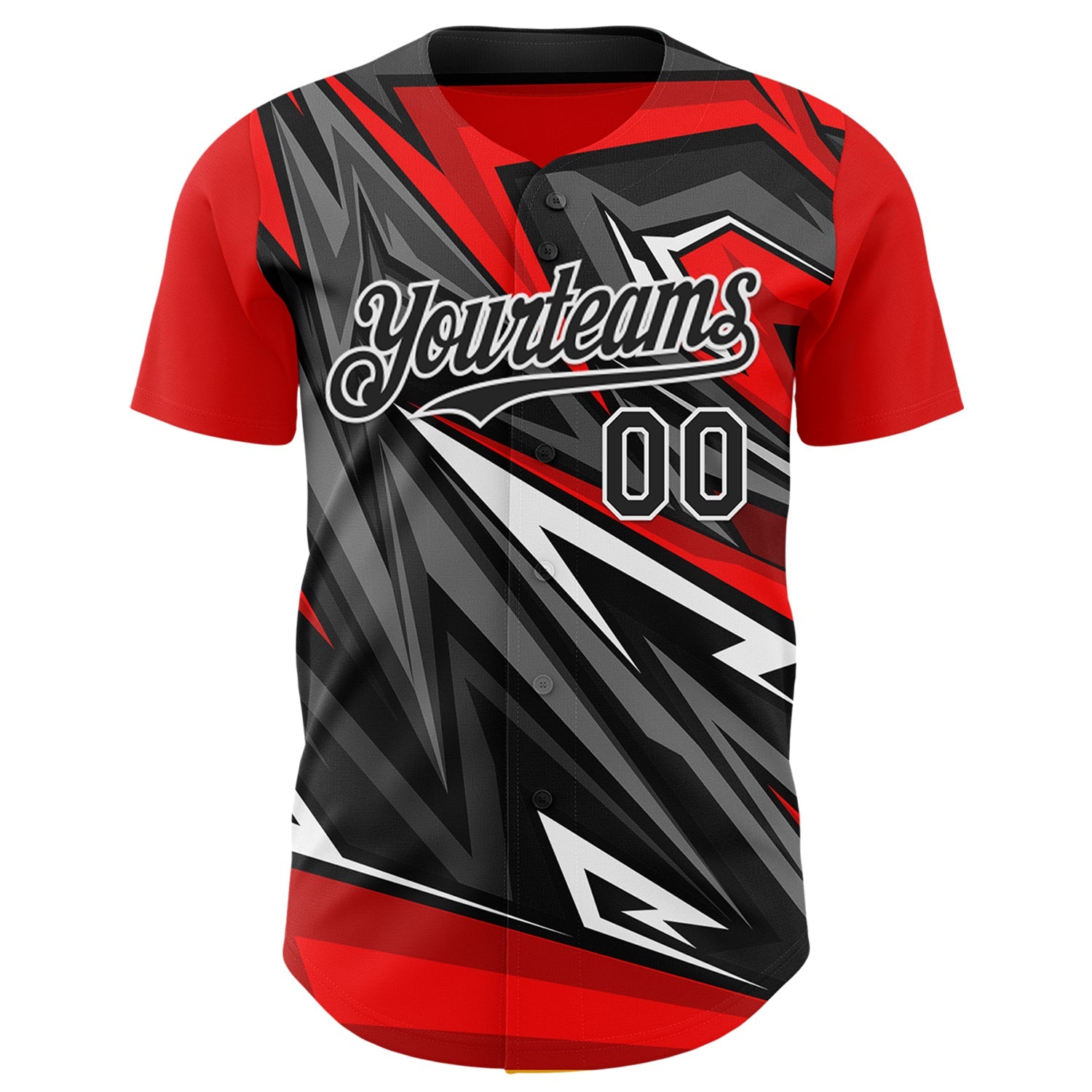 Custom Red Black White-Gray Car Racing Formula Auto Motorsport Authentic Baseball Jersey view 2