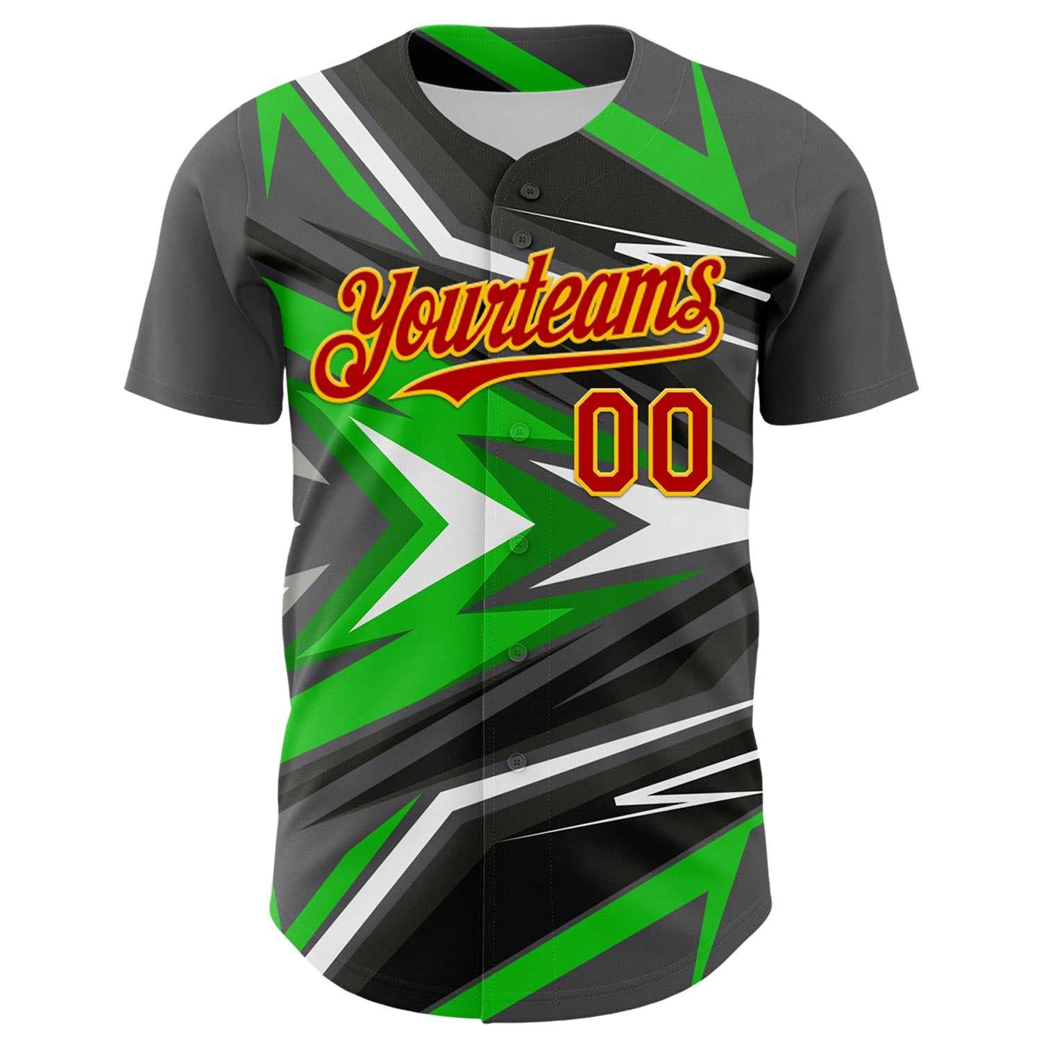 Custom Steel Gray Red Yellow Green-White Car Racing Formula Auto Motorsport Authentic Baseball Jersey view 2